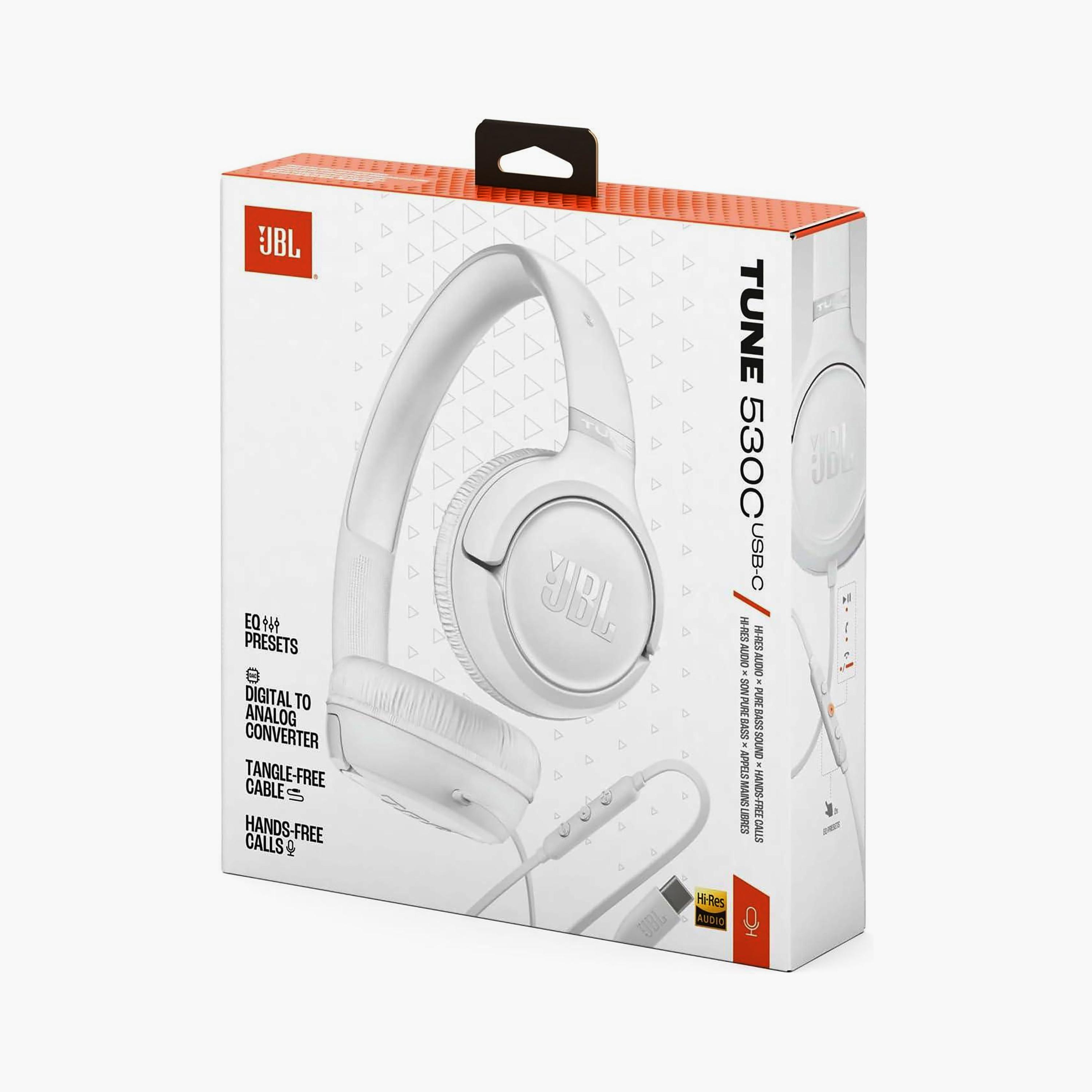 JBL Tune 530C USB-C Wired On-Ear Headphone White | JBLT530CWHT-electronics-headphonesandearphones-image-6