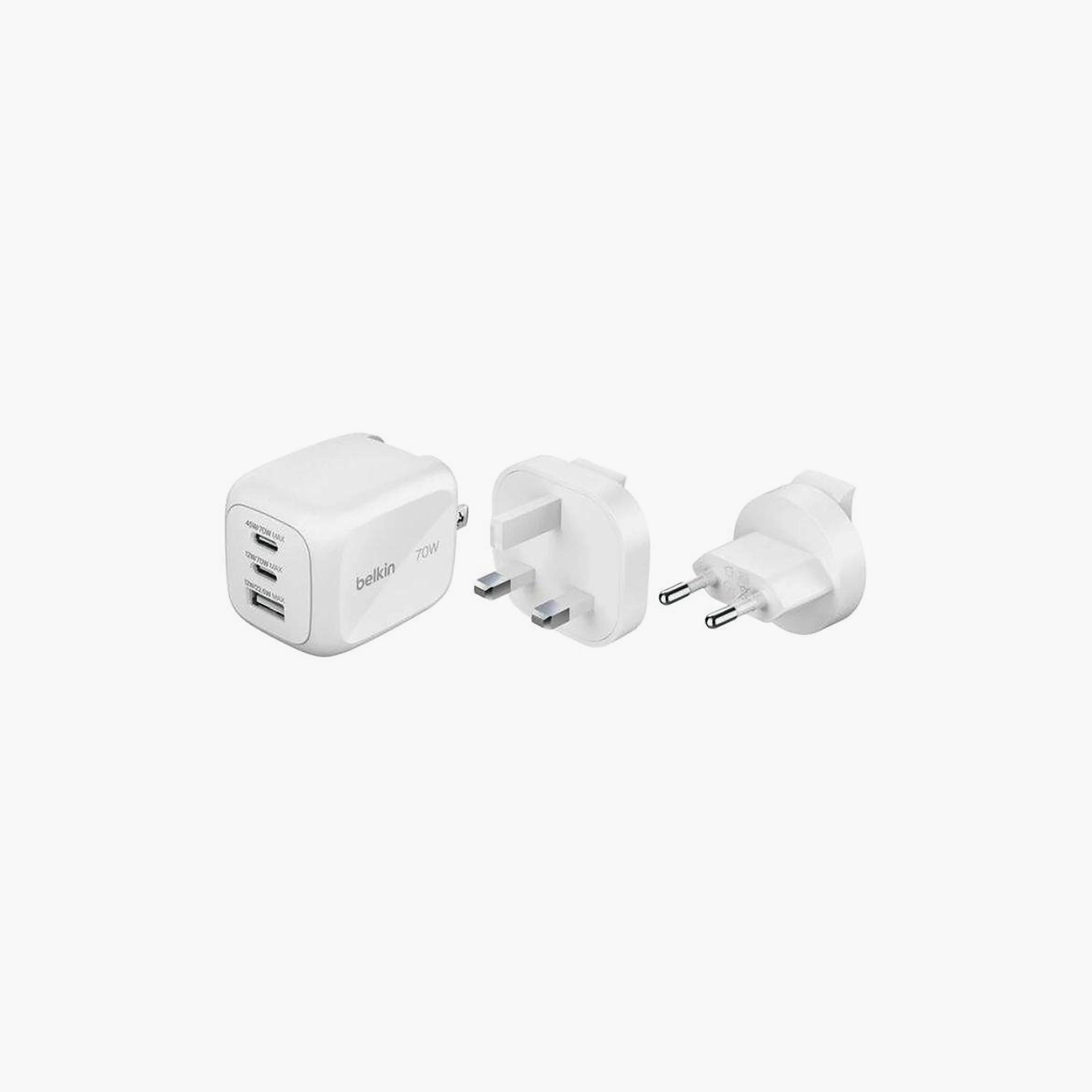 Belkin 70W 3Port Gan Wall Charger With Interchangeable Plug Tips | WCH018HQWH-electronics-accessories-mobileaccesories-image-1