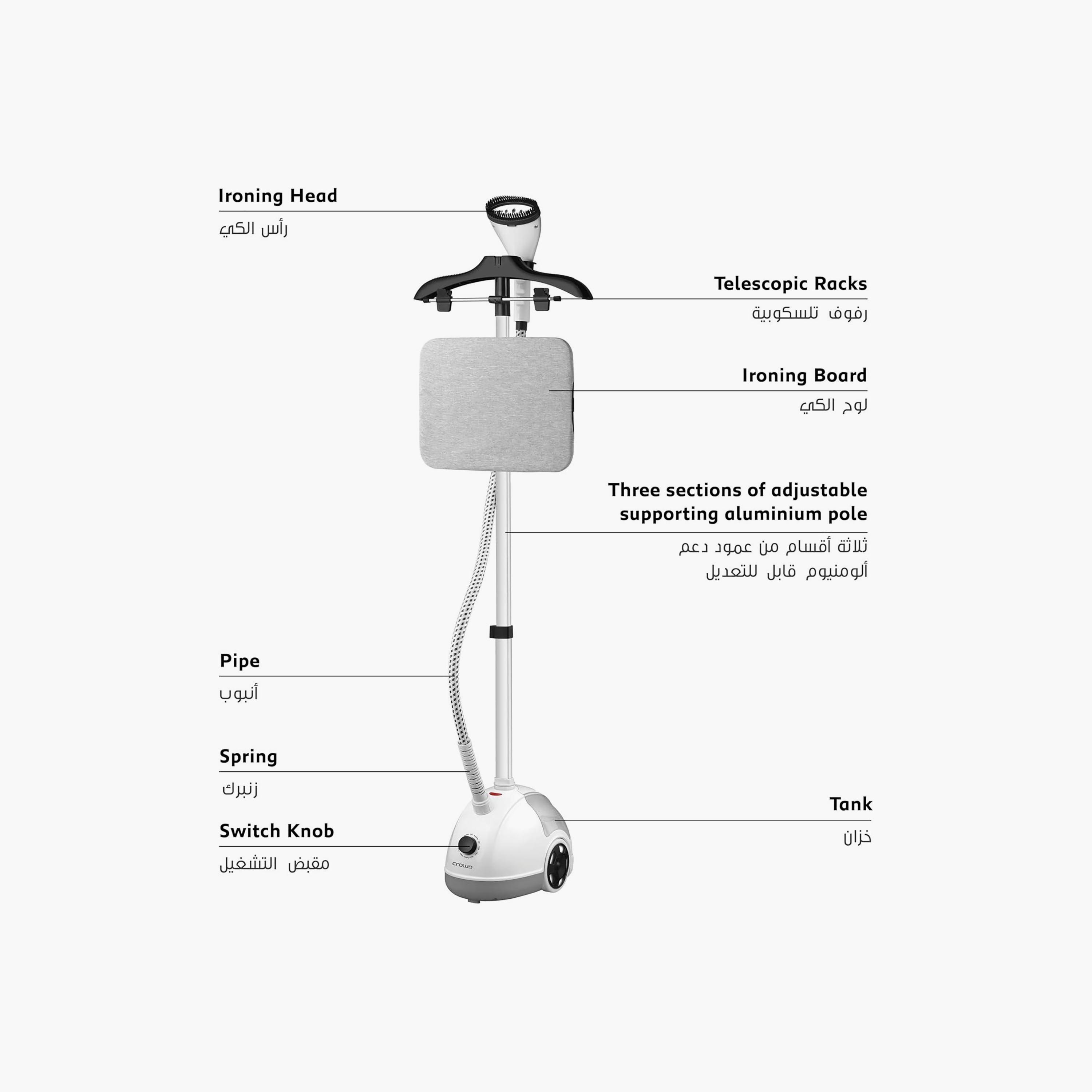 Crownline Garment Steamer With Ironing Board White/Gray | GS-443-household-appliances-homeappliances-ironandsteamers-image-2