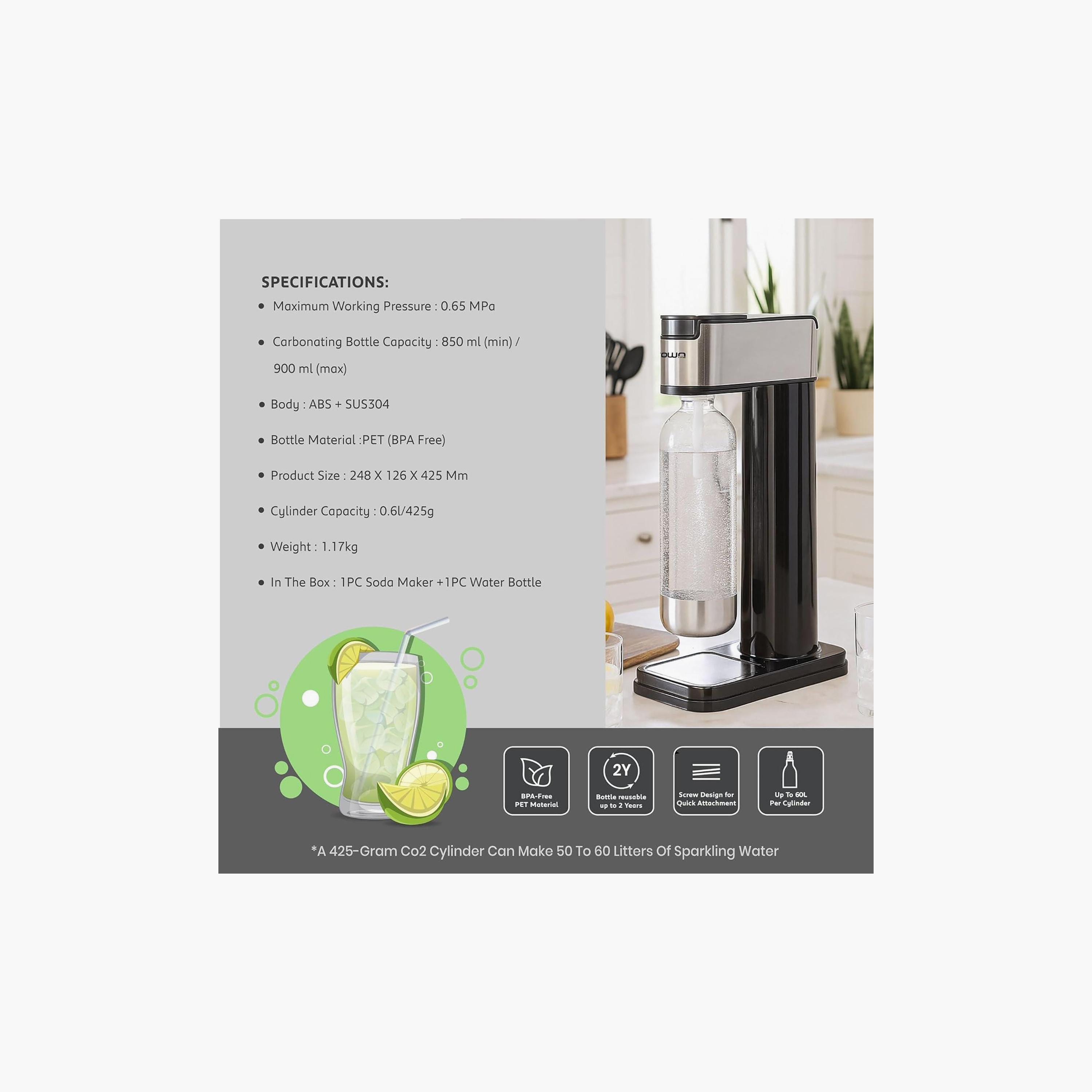 جهاز تحضير الصودا كراون لاين ستانلس ستيل/اسود | 454 -SM-household-appliances-kitchenappliances-otherkitchenappliances-image-5