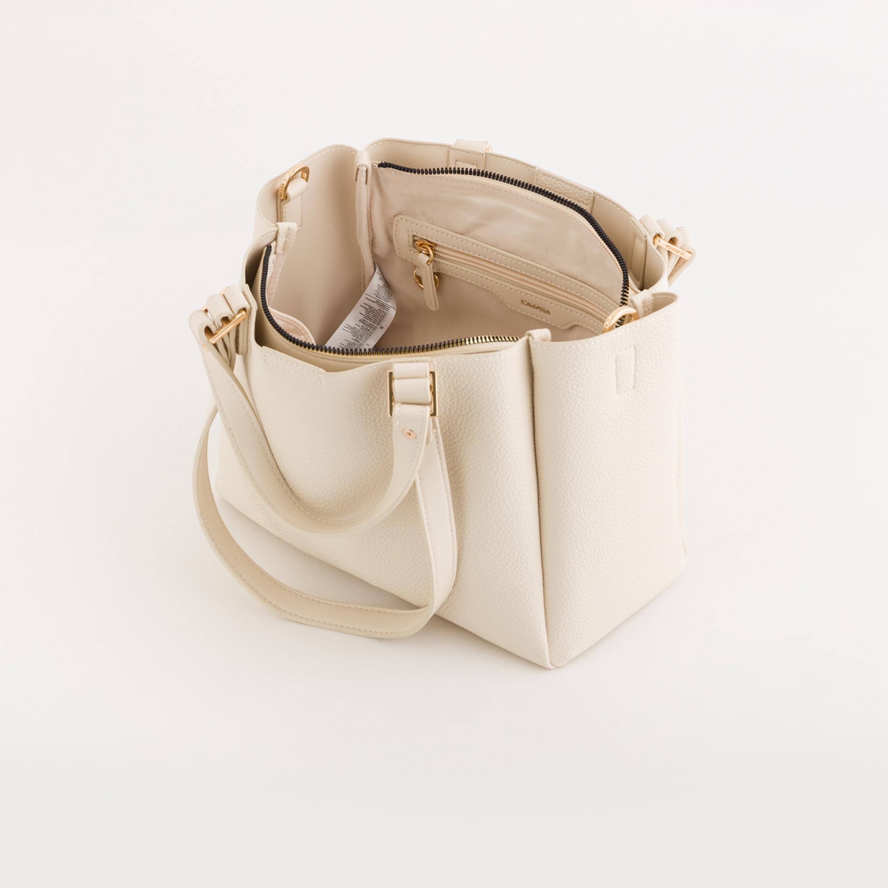 Carpisa Amaranta Textured Double Handle Tote Bag with Zipper closure and Detachable Strap | 26 X 12.5 X 21 CM-women-bagsandwallets-handbags-image-4