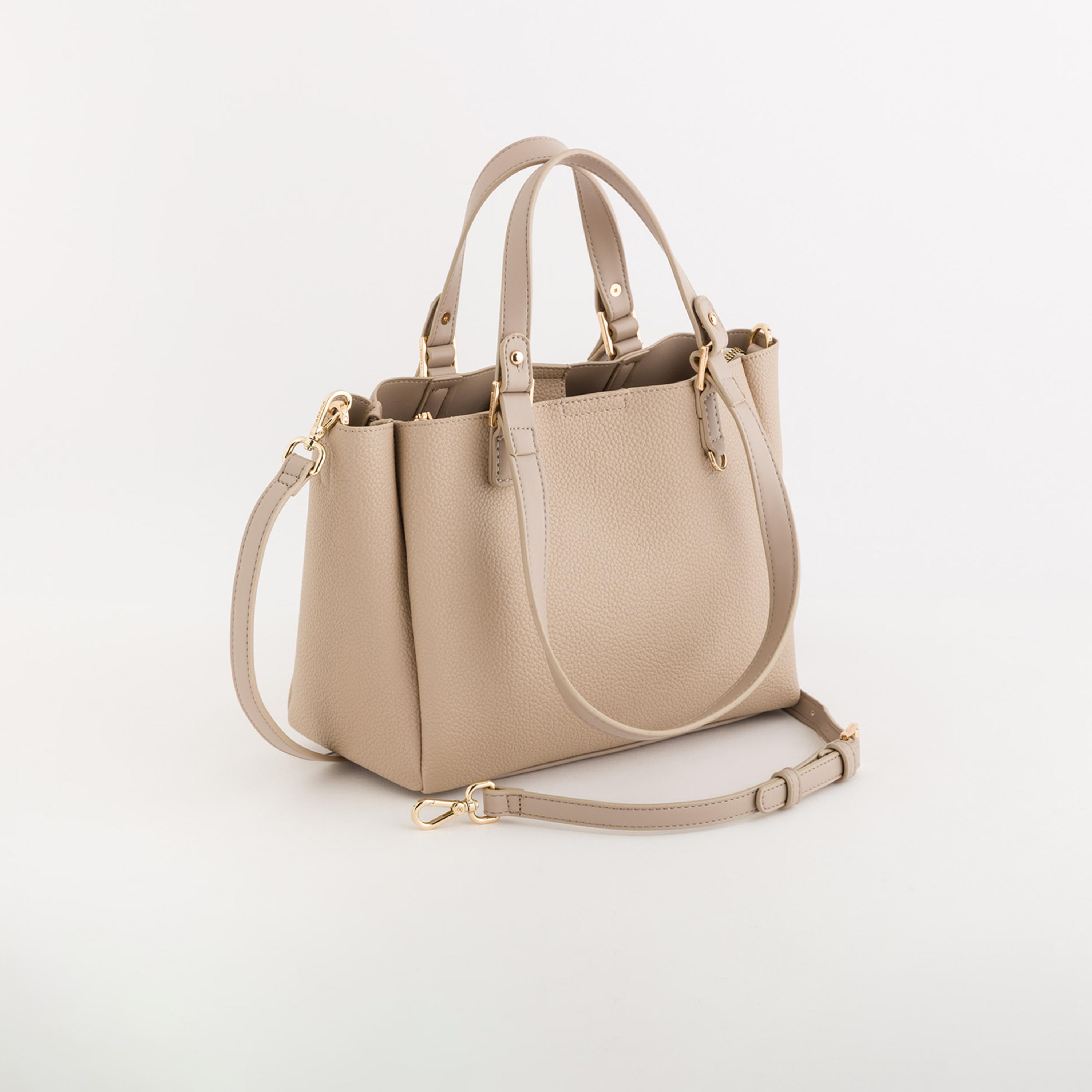 Carpisa Amaranta Textured Double Handle Tote Bag with Zipper closure and Detachable Strap | 26 X 12.5 X 21 CM-women-bagsandwallets-handbags-image-1