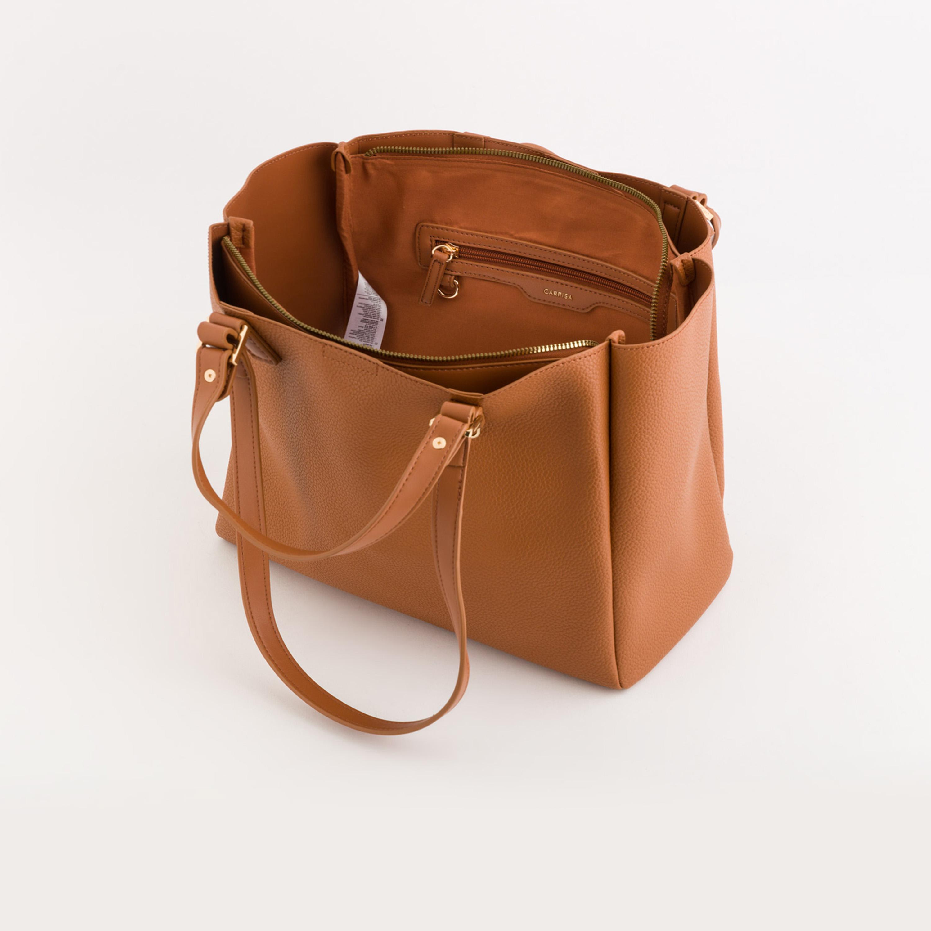 Carpisa Amaranta Textured Double Handle Tote Bag with Zipper closure and Detachable Strap | 31 X 14 X 26.5 CM-women-bagsandwallets-handbags-image-4