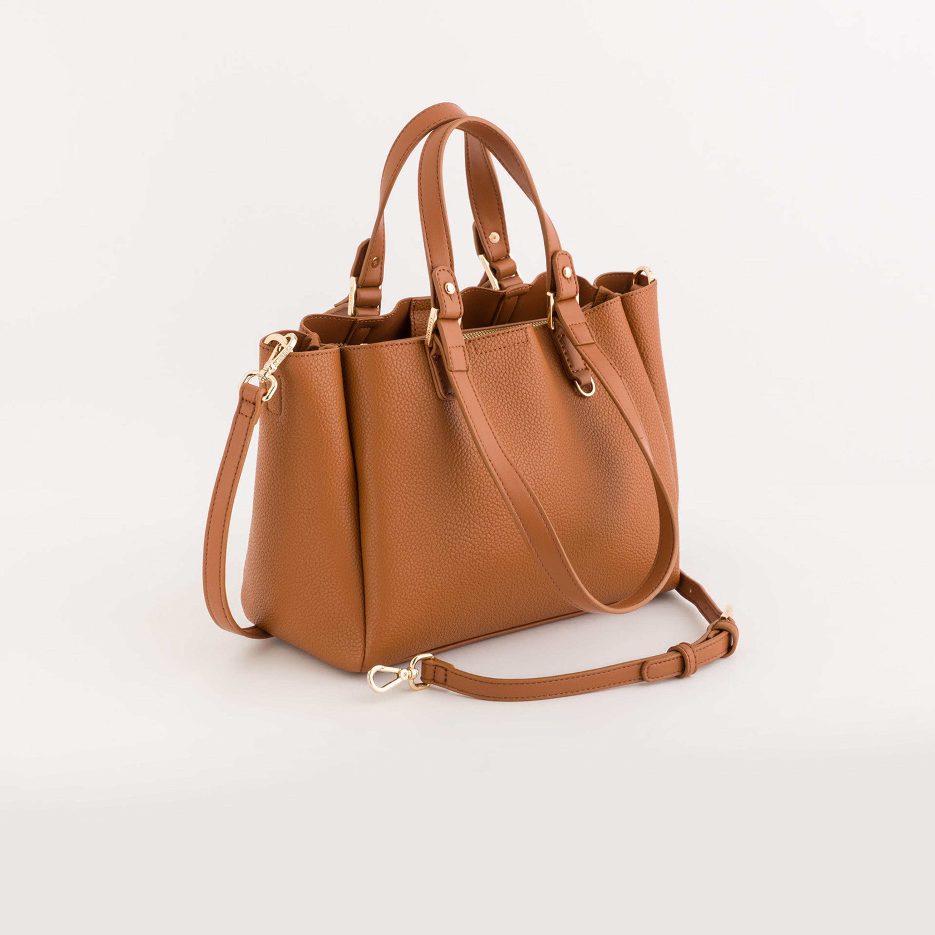 Carpisa Amaranta Textured Double Handle Tote Bag with Zipper closure and Detachable Strap | 26 X 12.5 X 21 CM-women-bagsandwallets-handbags-image-1
