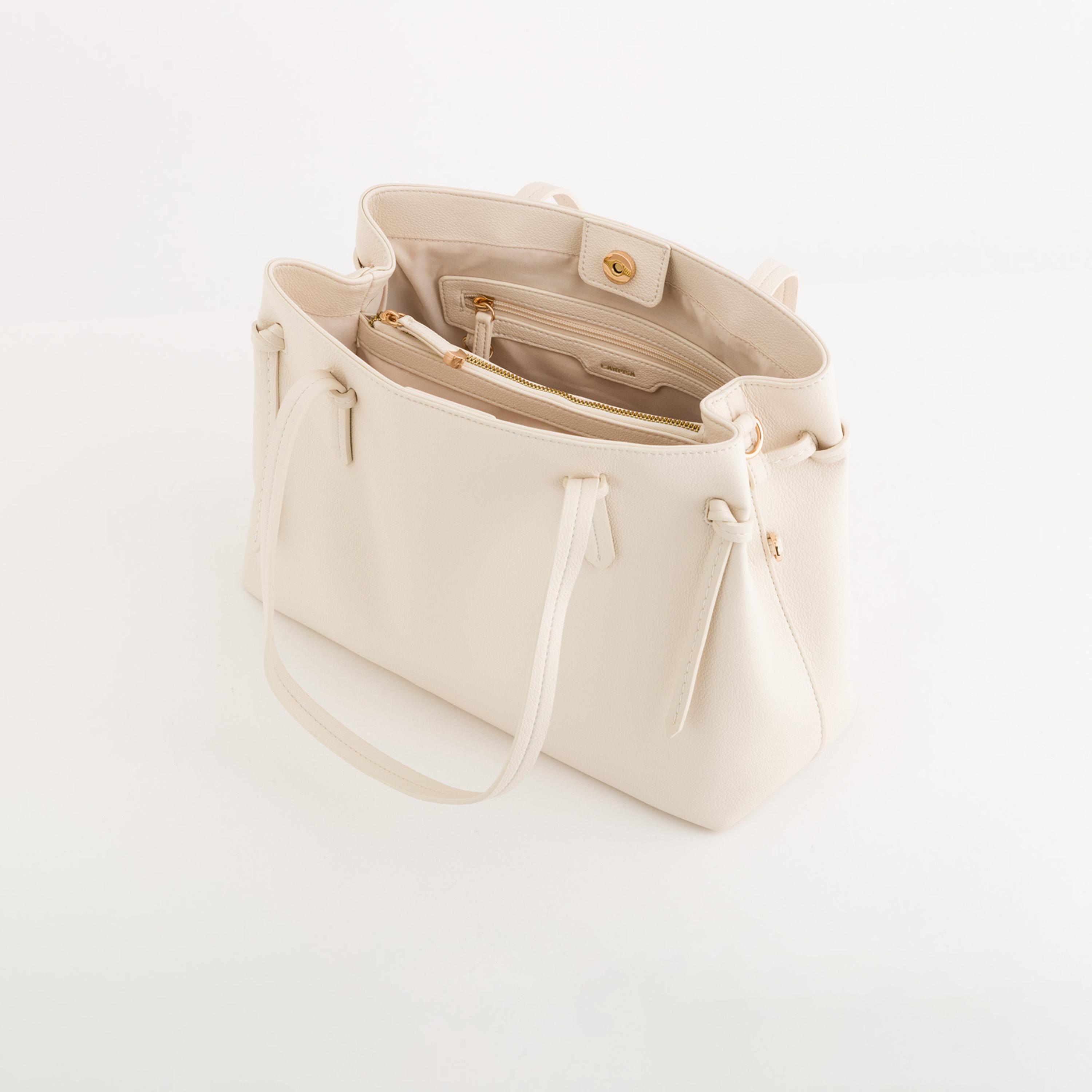 Carpisa Ulivo Textured Double Handle Tote Bag with Clip closure and Detachable Strap | 34 X 13 X 25.5 CM-women-bagsandwallets-handbags-image-4