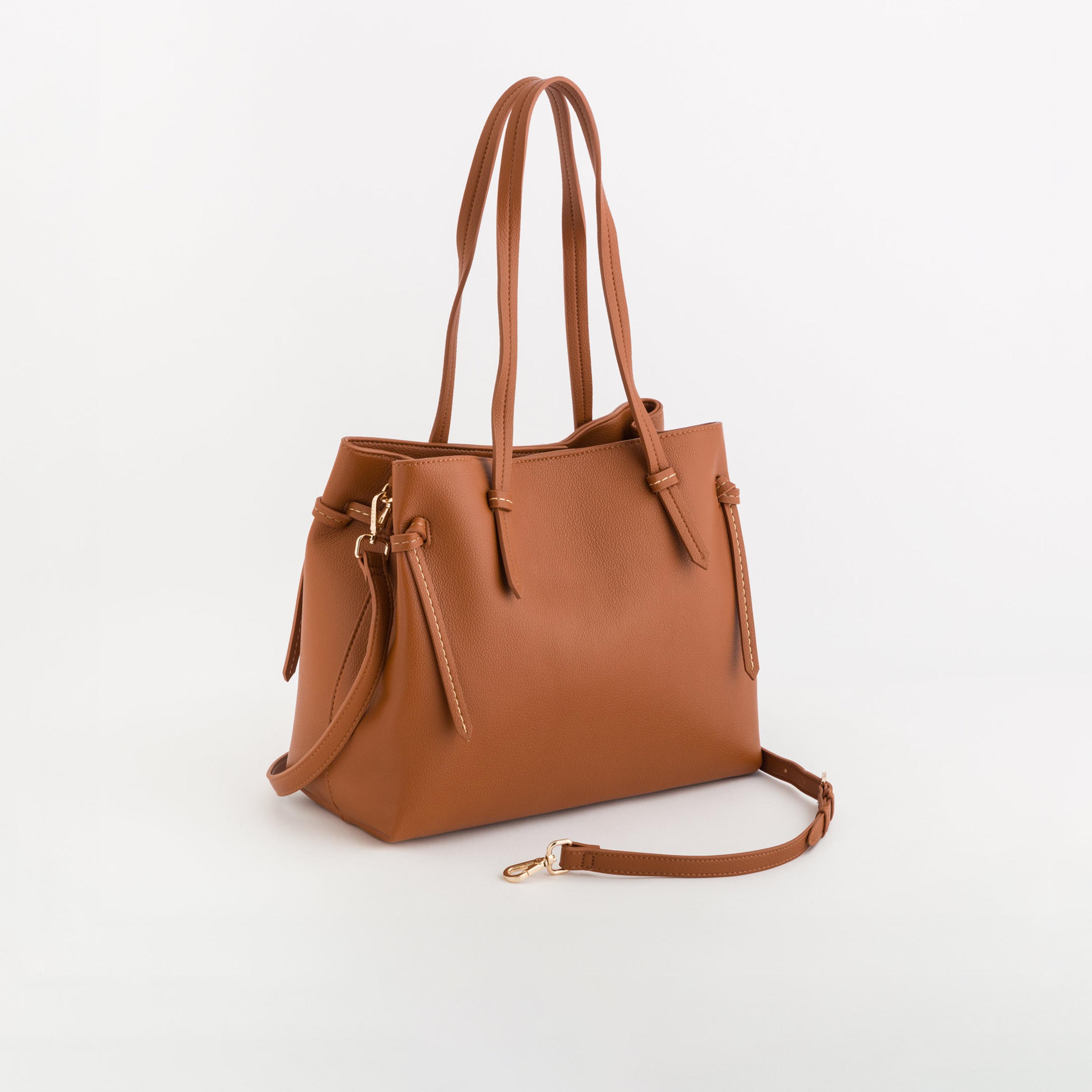 Carpisa Ulivo Textured Double Handle Tote Bag with Clip closure and Detachable Strap | 34 X 13 X 25.5 CM-women-bagsandwallets-handbags-image-1