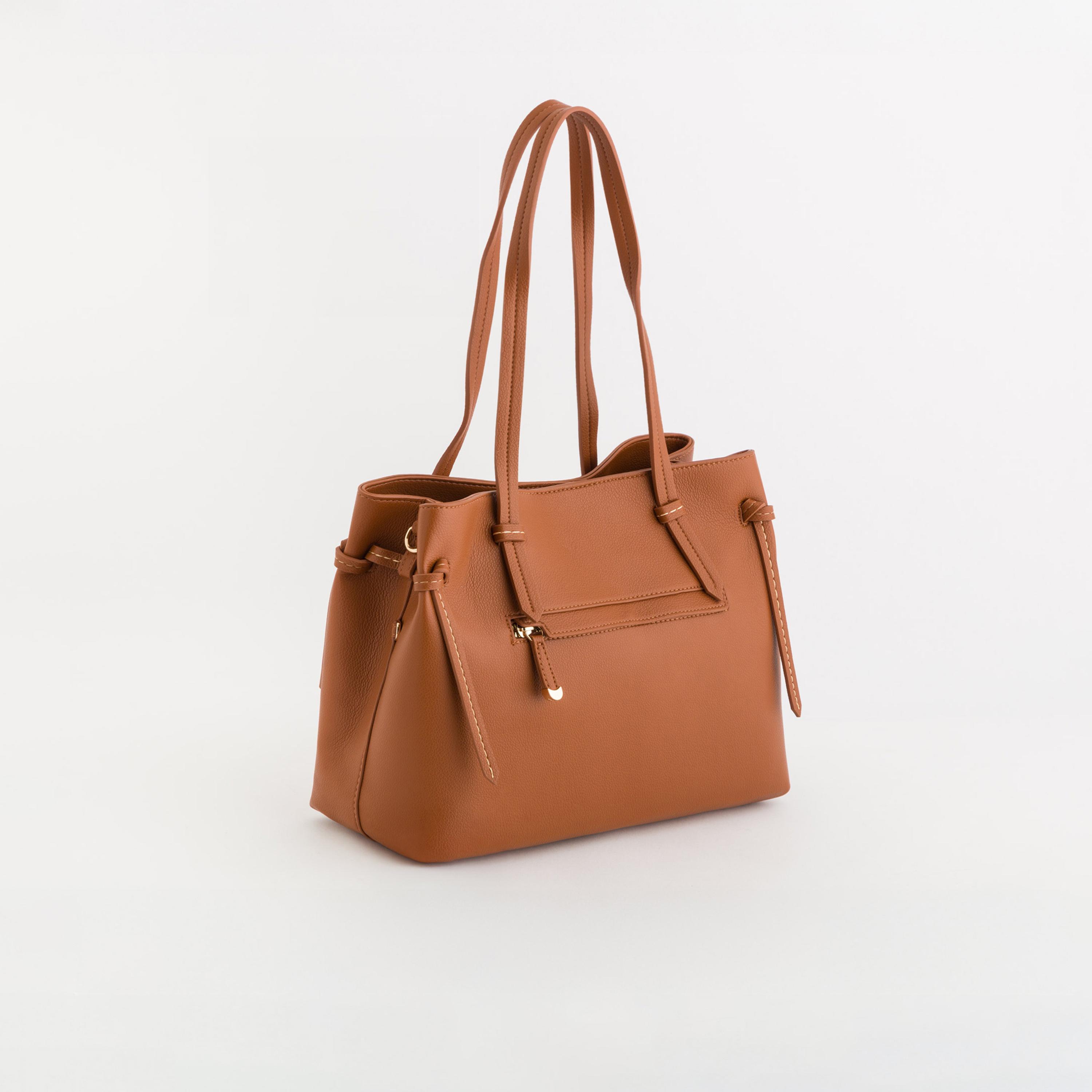 Carpisa Ulivo Textured Double Handle Tote Bag with Clip closure and Detachable Strap | 34 X 13 X 25.5 CM-women-bagsandwallets-handbags-image-3
