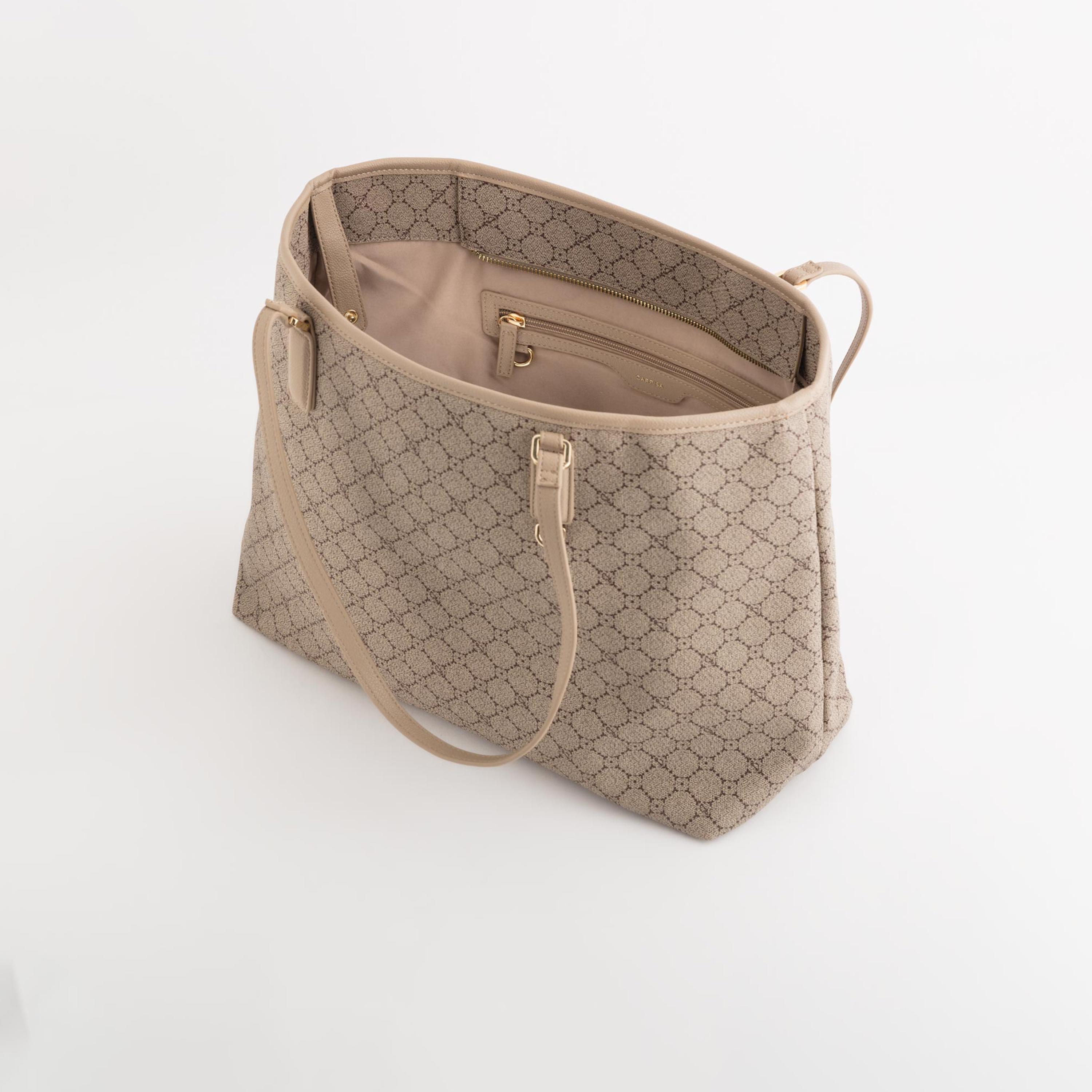 كاربيسا - شنطة تسوق ديانا مطبوعة بمقبضين وسحاب للإغلاق | 37 × 15 × 30 سم-women-bagsandwallets-handbags-image-4