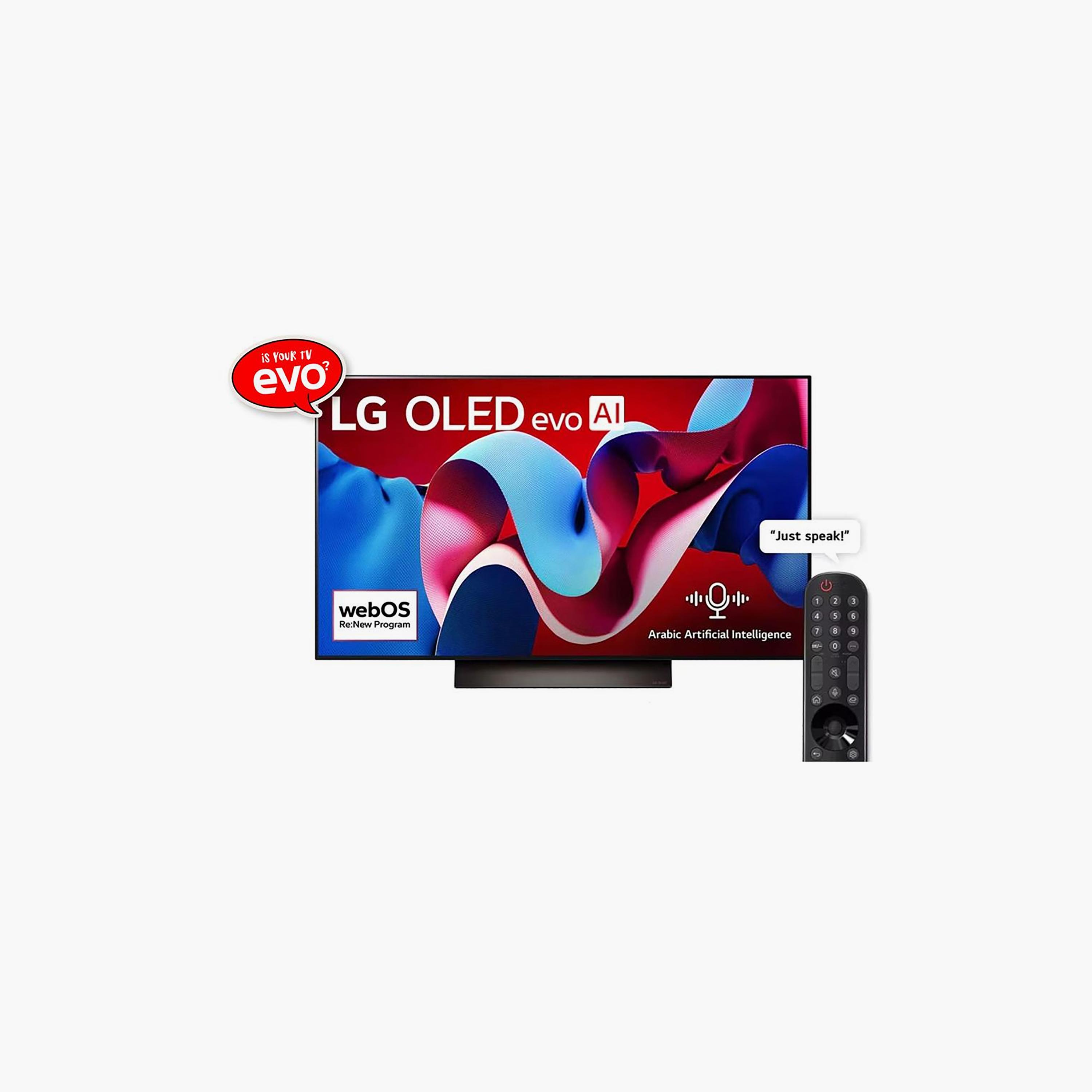 تلفزيون إل جي 55 بوصة أوليد إيفو، C4، بدقة 4K، معالج α9 الجيل السابع، تردد 120 هرتز، ريموت سحري بالذكاء الاصطناعي، دولبي فيجن، نظام webOS الذكي، OLED55C46LA-AMAG-PROMO (إصدار 2024) لون أسود-electronics-televisionandvideo-image-1