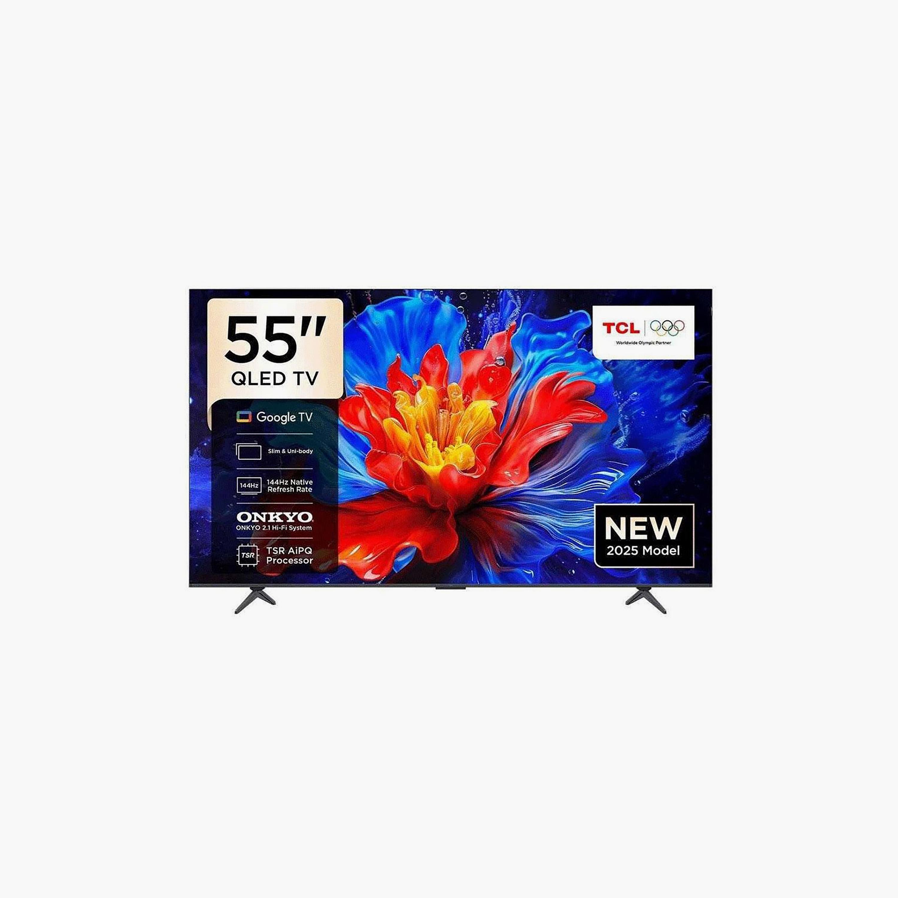 TCL 55 Inch QLED TV, P8K, 4K, AiPQ Pro Processor, 144Hz Refresh Rate, 35W Sound Output, Multiple Connectivity Options, Google TV Smart TV, 55P8K (2025) Black-electronics-televisionandvideo-image-1