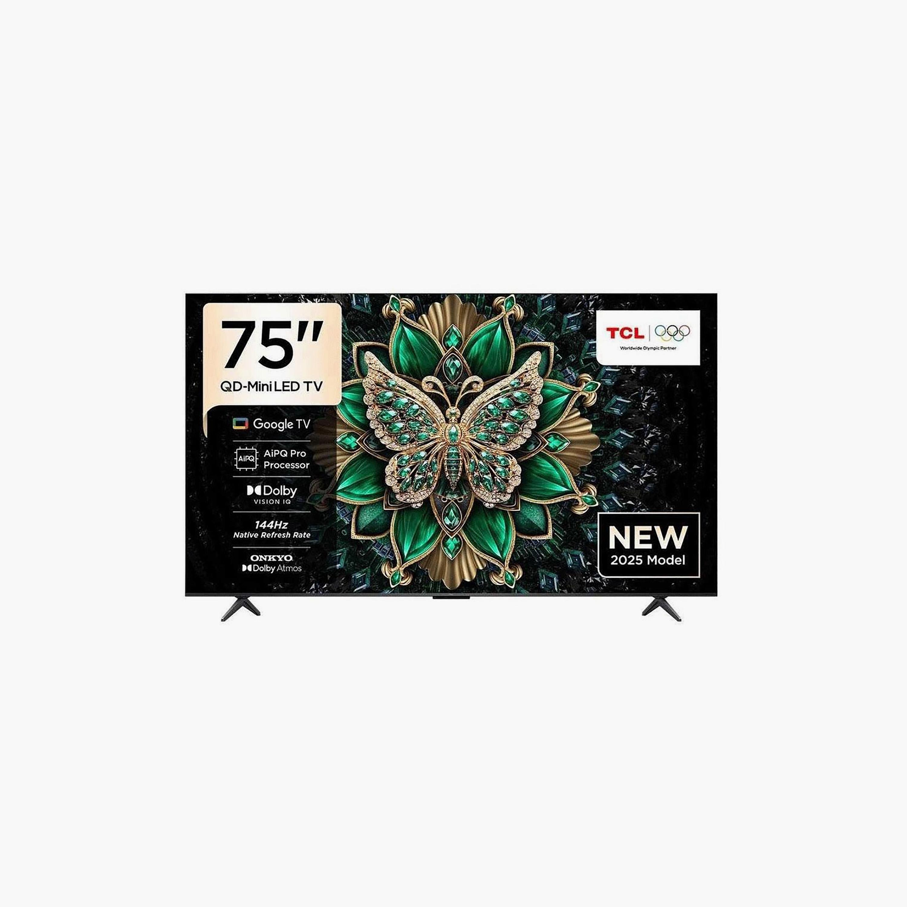 TCL 75 Inch QD Mini LED TV, C6K, 4K, AiPQ Pro Processor, 120Hz Refresh Rate, 40W Sound Output, Multiple Connectivity Options, Google TV Smart TV, 75C6K (2025) Black-electronics-televisionandvideo-image-1