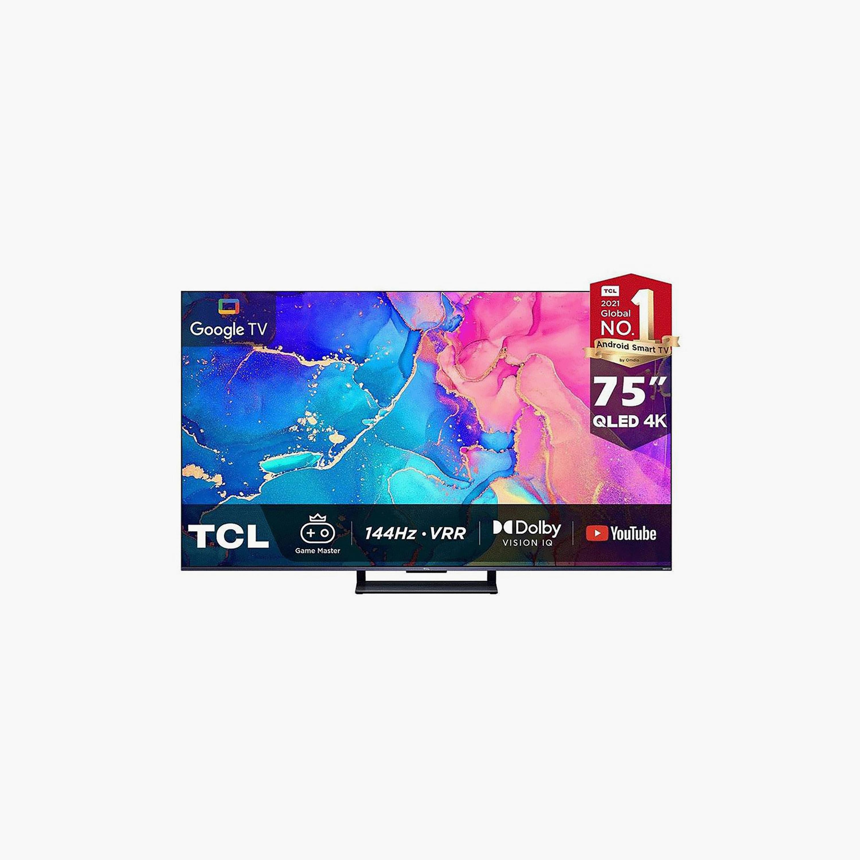 تلفزيون تي سي إل 75 بوصة كيو ليد، C735، بدقة 4K، معالج AiPQ Engine، تردد 144 هرتز، مخرج صوت 30 واط، تلفزيون ذكي، 75C735 (إصدار 2022) لون أسود-electronics-televisionandvideo-image-1