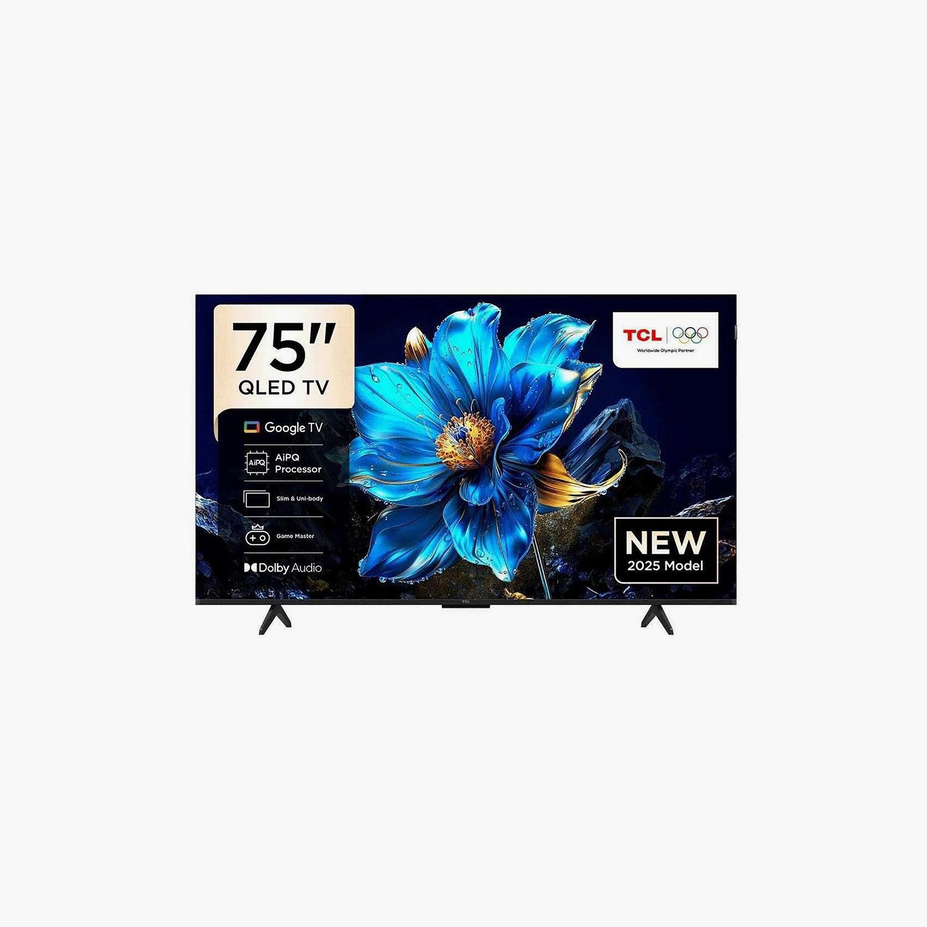 تلفزيون تي سي إل 75 بوصة كيو ليد، P7K، بدقة 4K، معالج AiPQ، تردد 60 هرتز، مخرج صوت 20 واط، نظام غوغل تي في الذكي، 75P7K (إصدار 2025) لون أسود-electronics-televisionandvideo-image-1