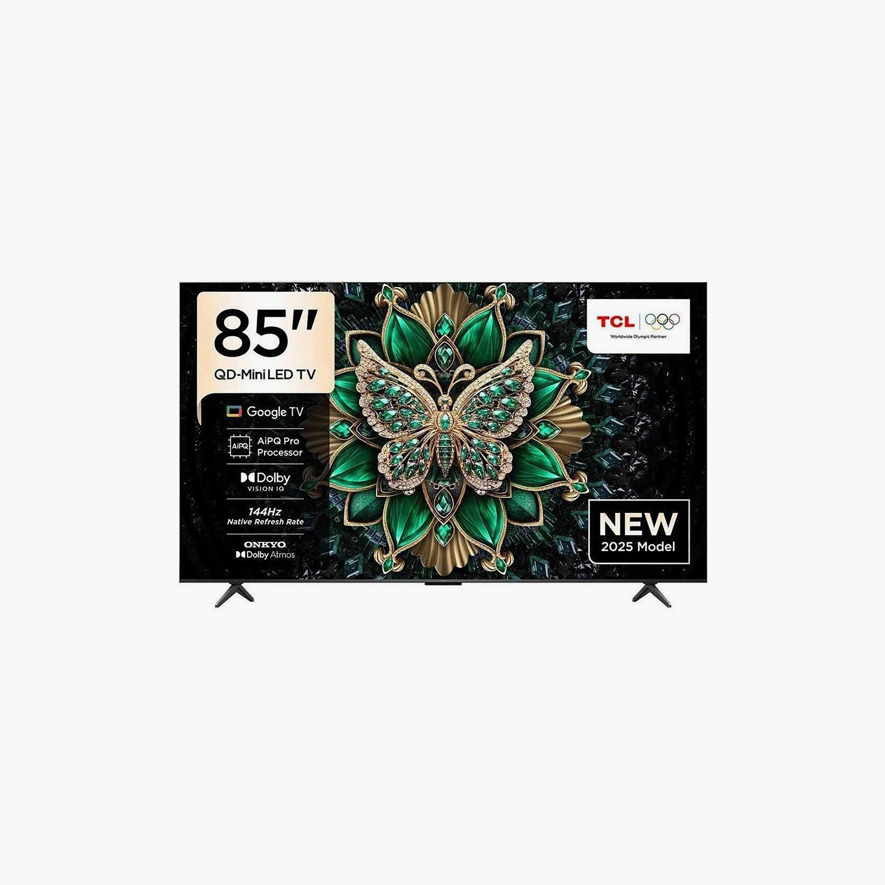 TCL 85 Inch QD Mini LED TV, C6K, 4K, AiPQ Pro Processor, 120Hz Refresh Rate, 40W Sound Output, Multiple Connectivity Options, Google TV Smart TV, 85C6K (2025) Black-electronics-televisionandvideo-image-1
