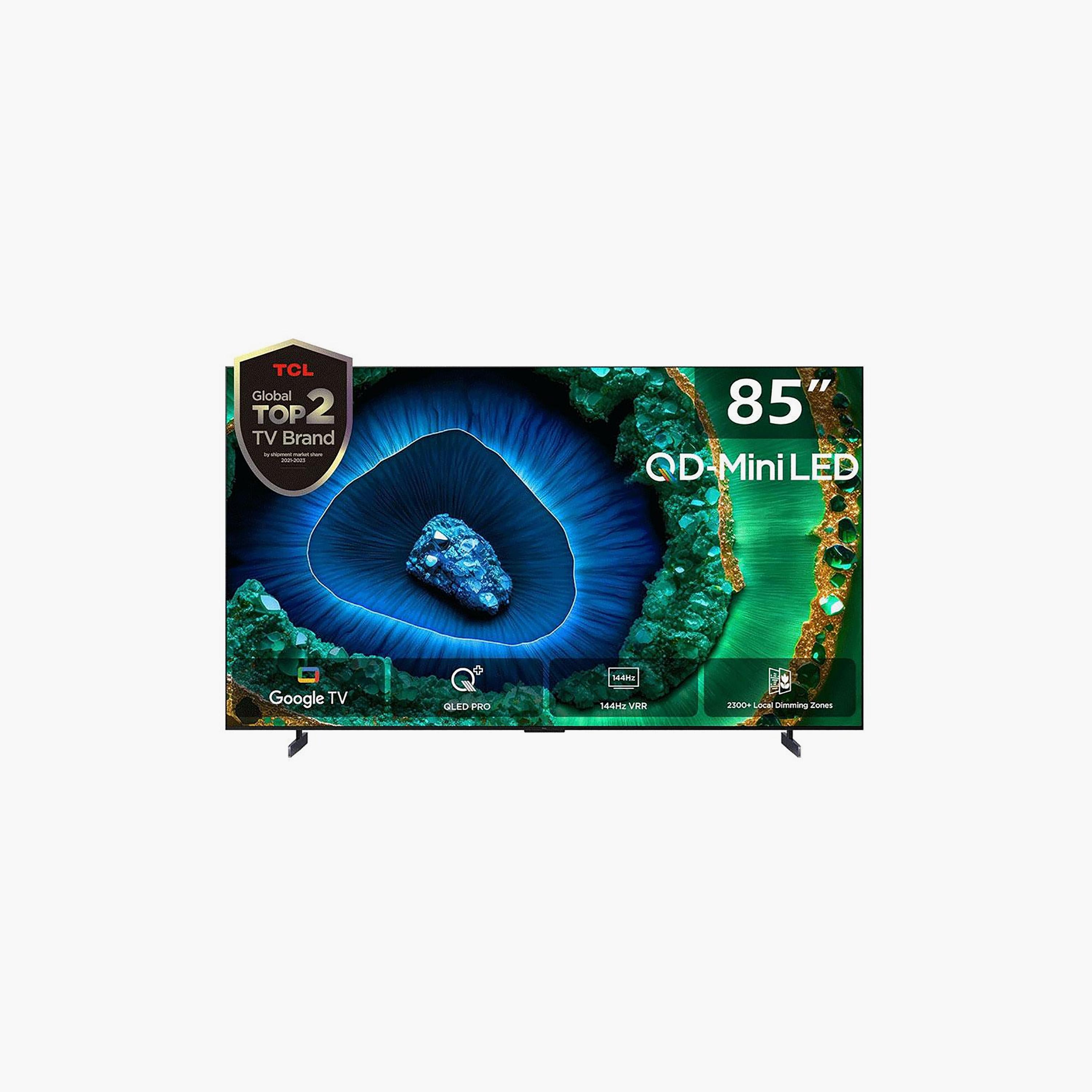 تلفزيون تي سي إل 85 بوصة كيو دي ميني ليد، C855، بدقة 4K، معالج AiPQ Pro، تردد 144 هرتز، نظام غوغل تي في الذكي، 85C855 (إصدار 2024) لون أسود-electronics-televisionandvideo-image-1