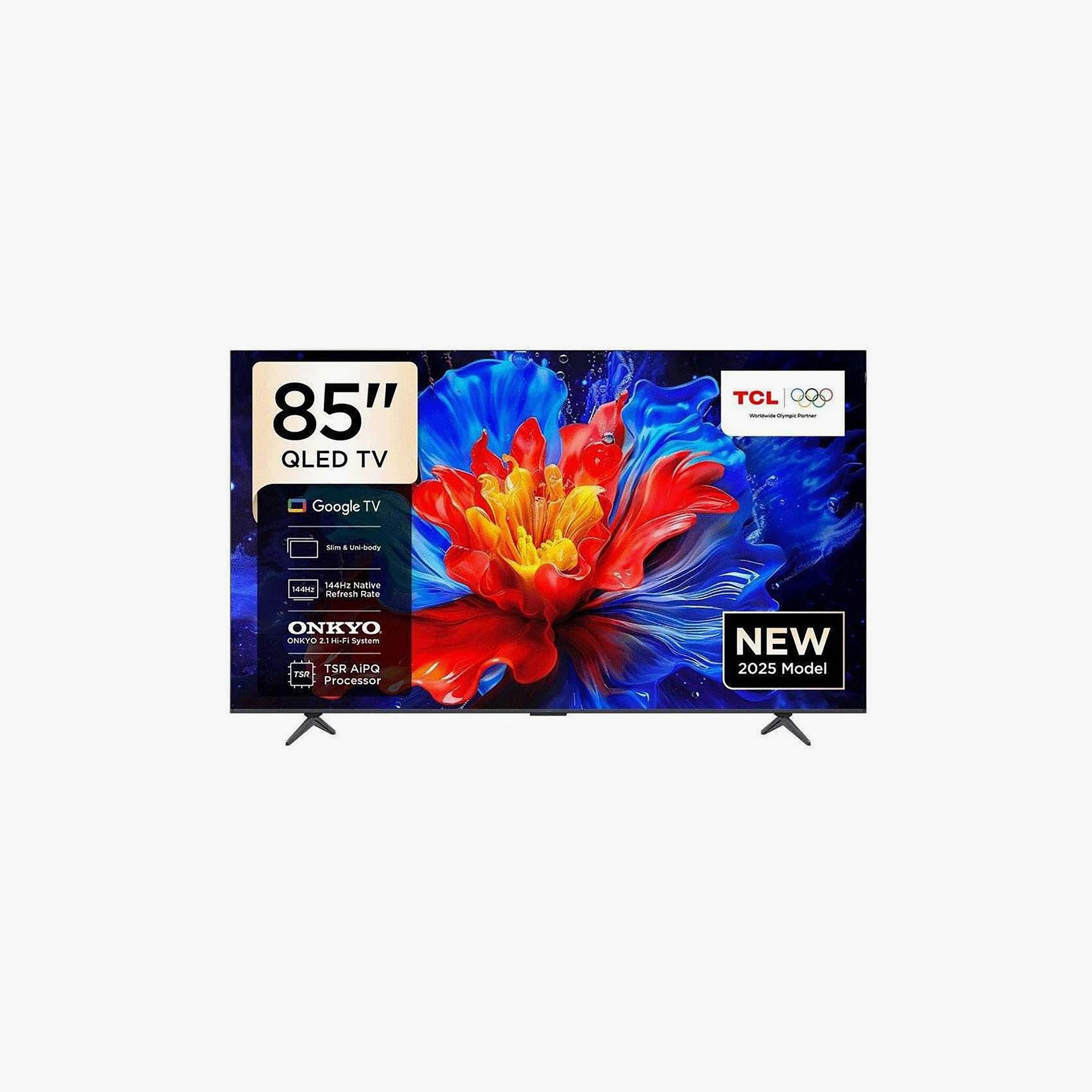 TCL 85 Inch QLED TV, P8K, 4K, AiPQ Pro Processor, 144Hz Refresh Rate, 35W Sound Output, Multiple Connectivity Options, Google TV Smart TV, 85P8K (2025) Black-electronics-televisionandvideo-image-1