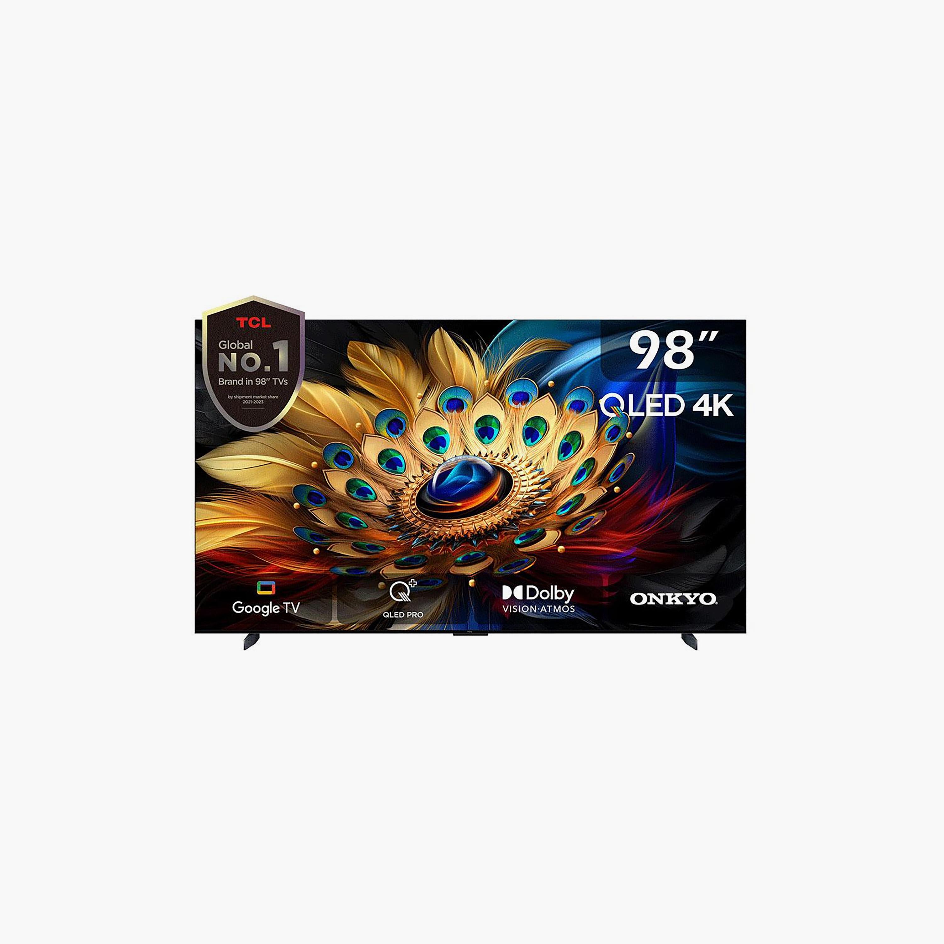 تلفزيون تي سي إل 98 بوصة كيو ليد، C655، بدقة 4K، معالج AiPQ Pro، تردد 120 هرتز، مخرج صوت 35 واط، نظام غوغل تي في الذكي، 98C655 لون أسود-electronics-televisionandvideo-image-1