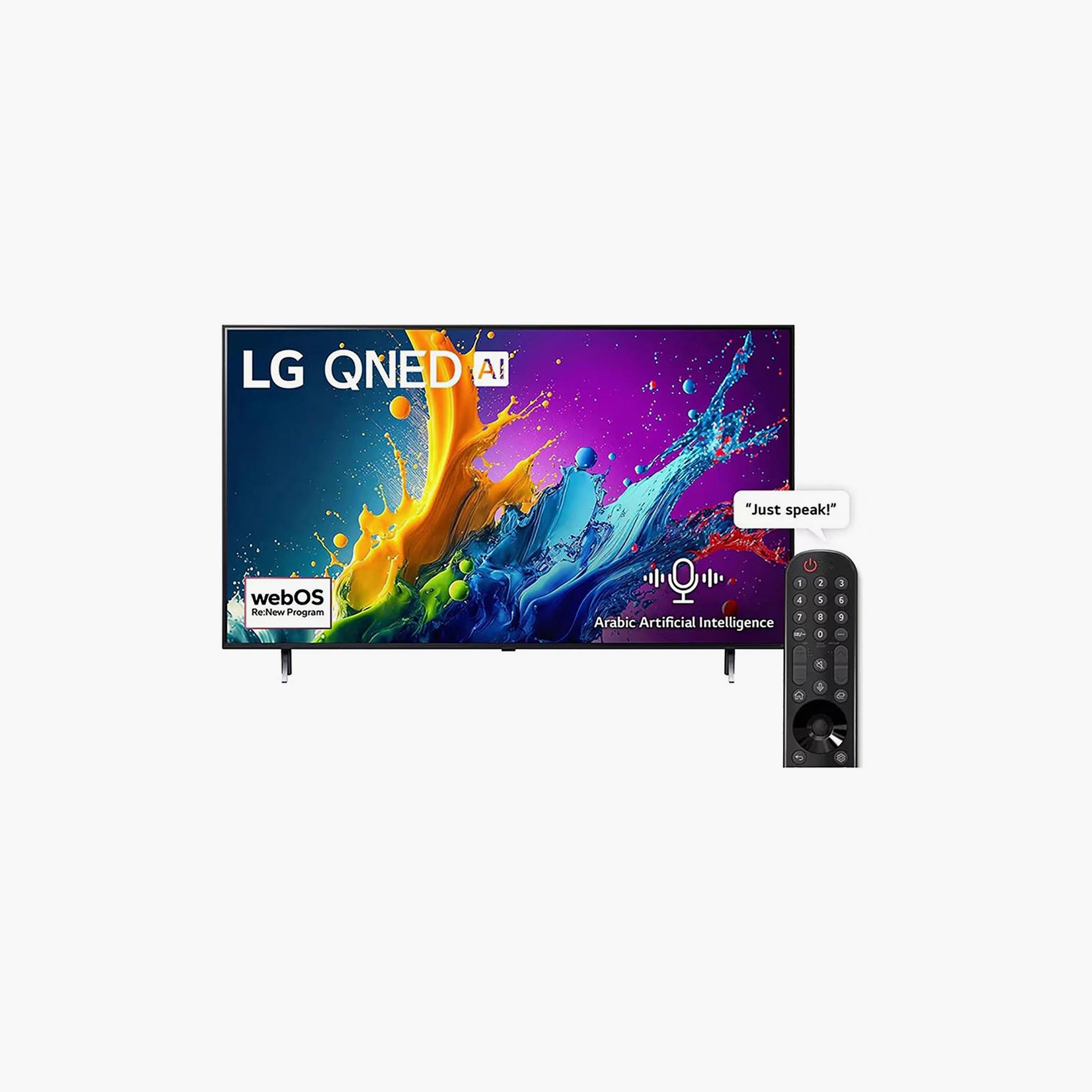 تلفزيون إل جي 75 بوصة كيو إن إي دي، QNED80، بدقة 4K، معالج α5 الجيل السابع، تردد 60 هرتز، مخرج صوت 20 واط، دعم HDR10، نظام webOS الذكي، 75QNED80T6B-AMAE (إصدار 2024) لون أسود-electronics-televisionandvideo-image-1