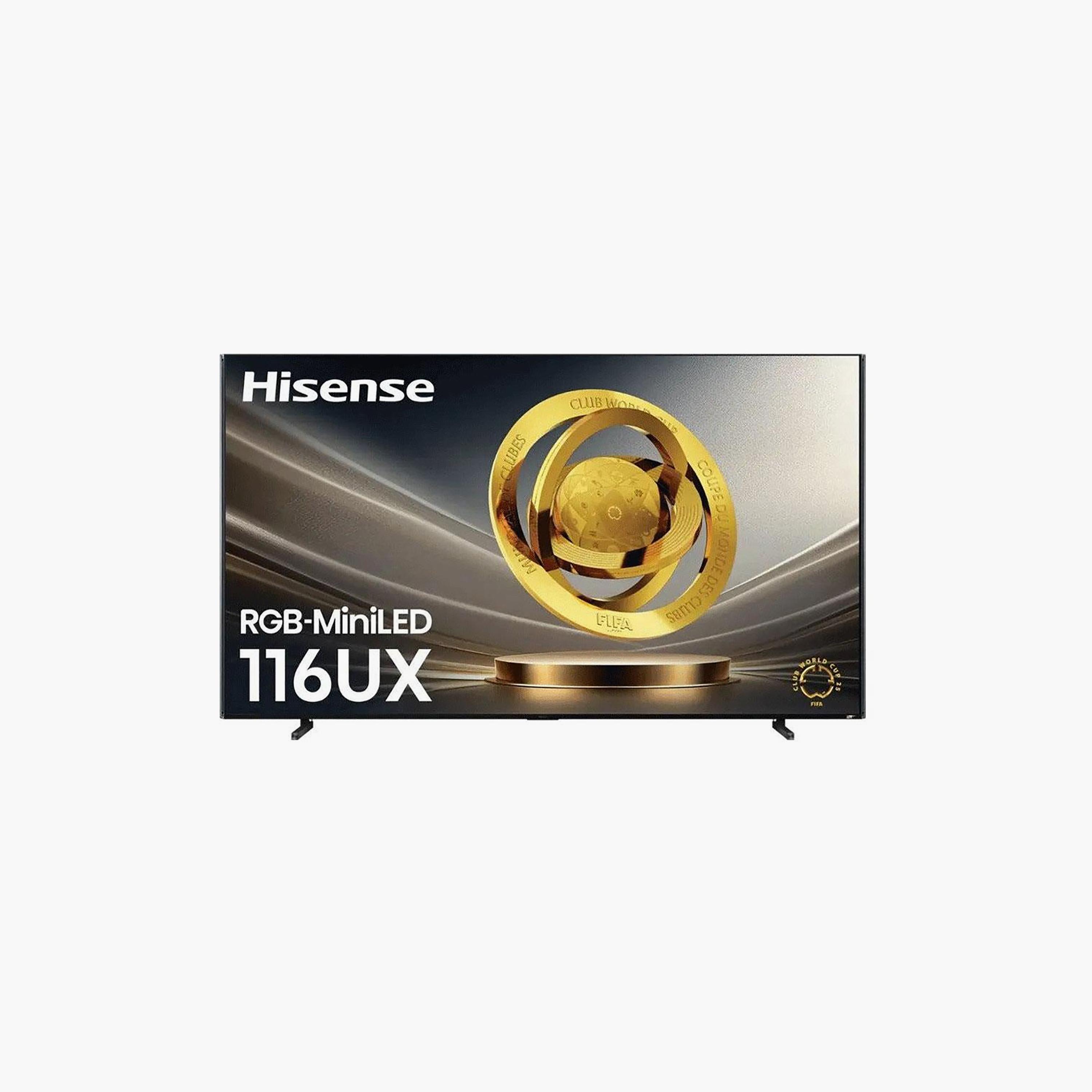 HISENSE 116 Inch Mini LED TV, UX Series, 4K, 165Hz Refresh Rate, 110W Sound Output, RGB Backlight MiniLED, Android TV Smart TV, 116UX (2025) Black-electronics-televisionandvideo-image-1