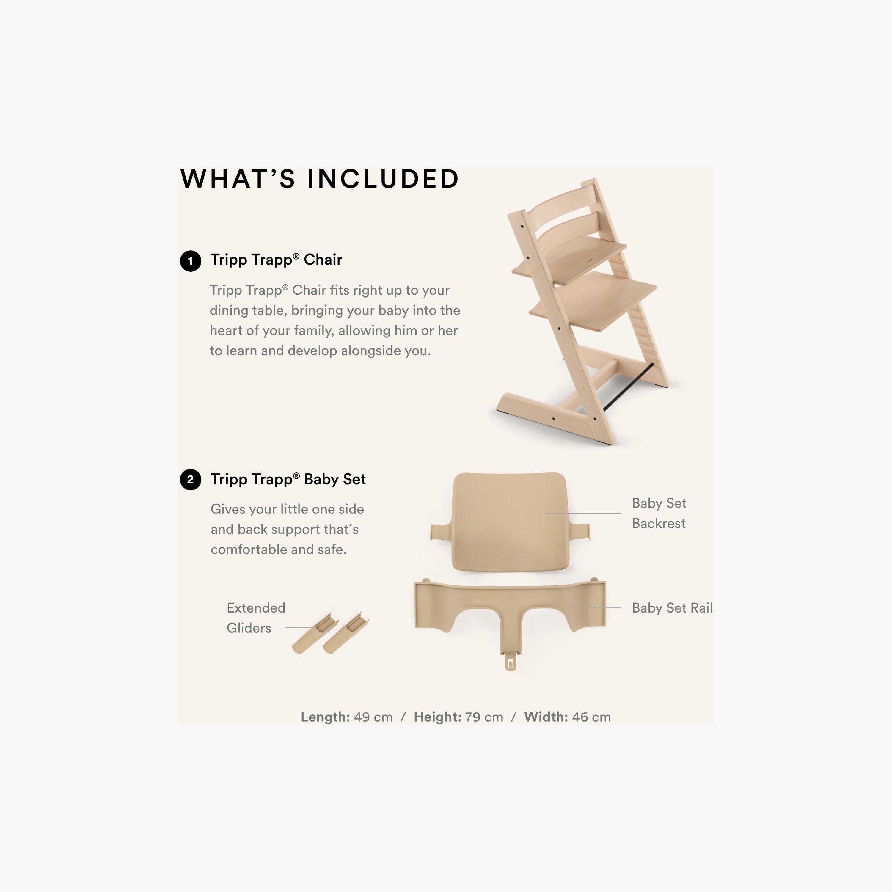 Stokke Tripp Trapp Chair with Baby Set & Assembly Hardware Kit-baby-feeding-highchairsandboosters-image-4