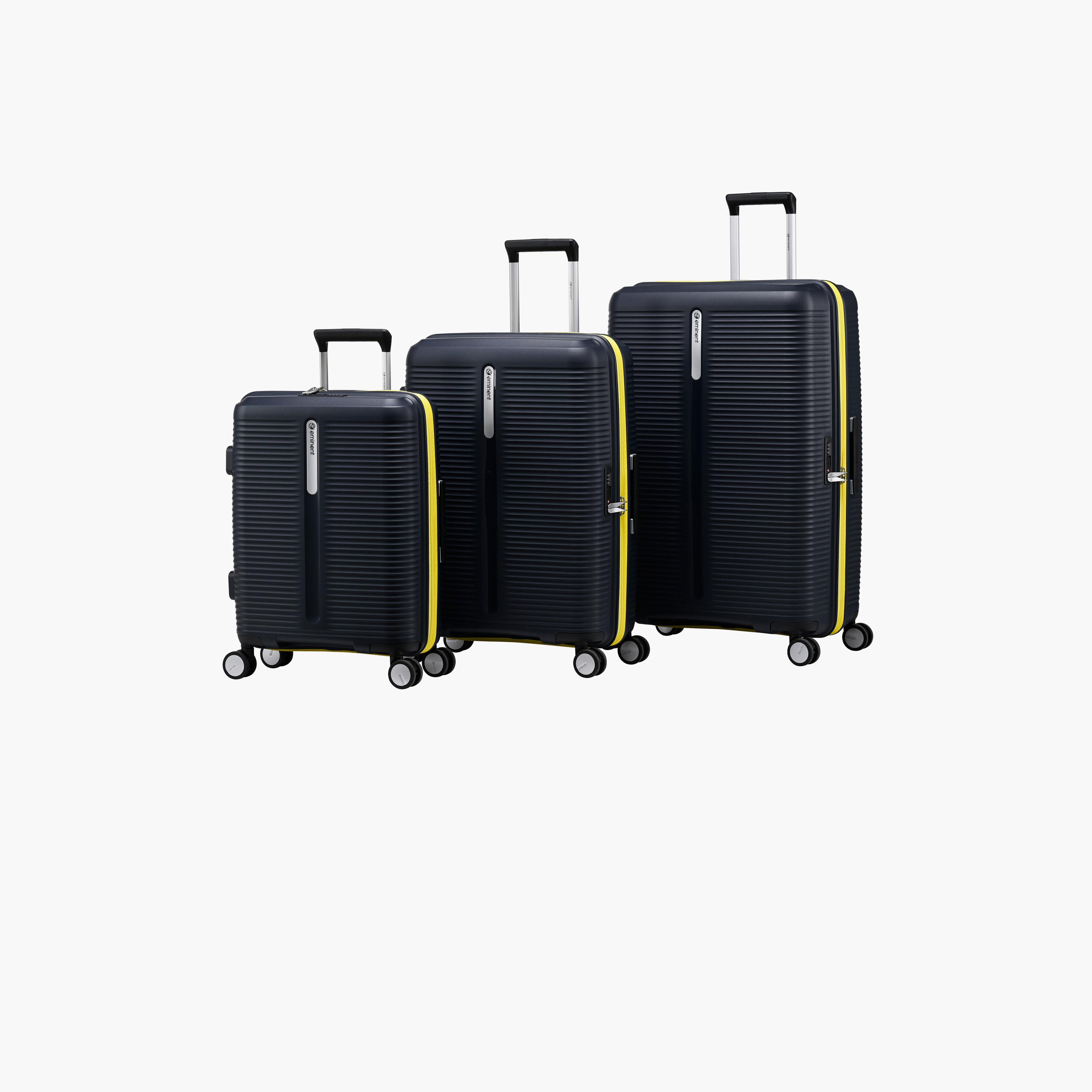 Eminent Set of 3 Polypropylene Hard-Sided 4-Wheeler Spinner Trolley Bag with TSA Lock-travel-luggagesandbags-luggage-image-1