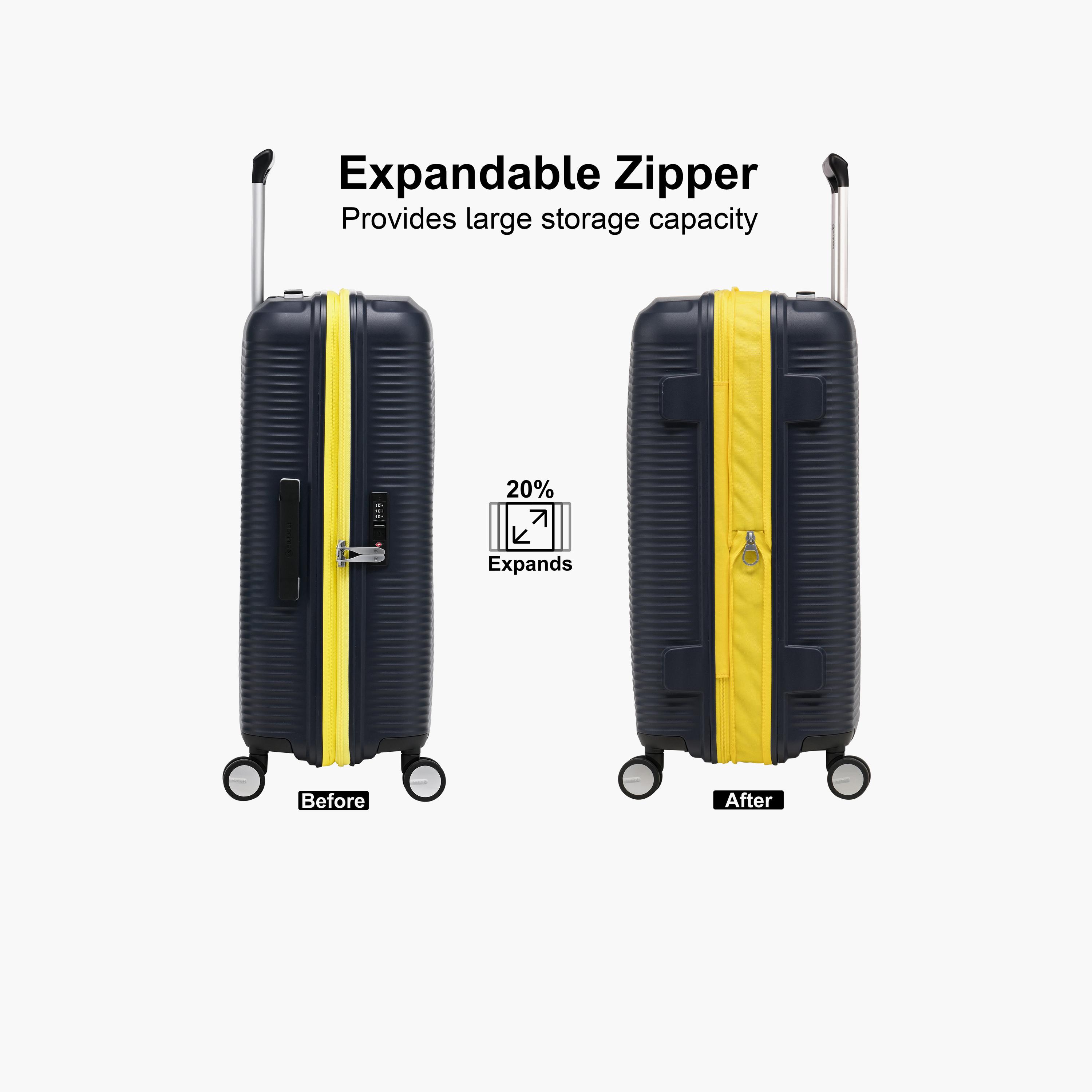 Eminent Set of 3 Polypropylene Hard-Sided 4-Wheeler Spinner Trolley Bag with TSA Lock-travel-luggagesandbags-luggage-image-2