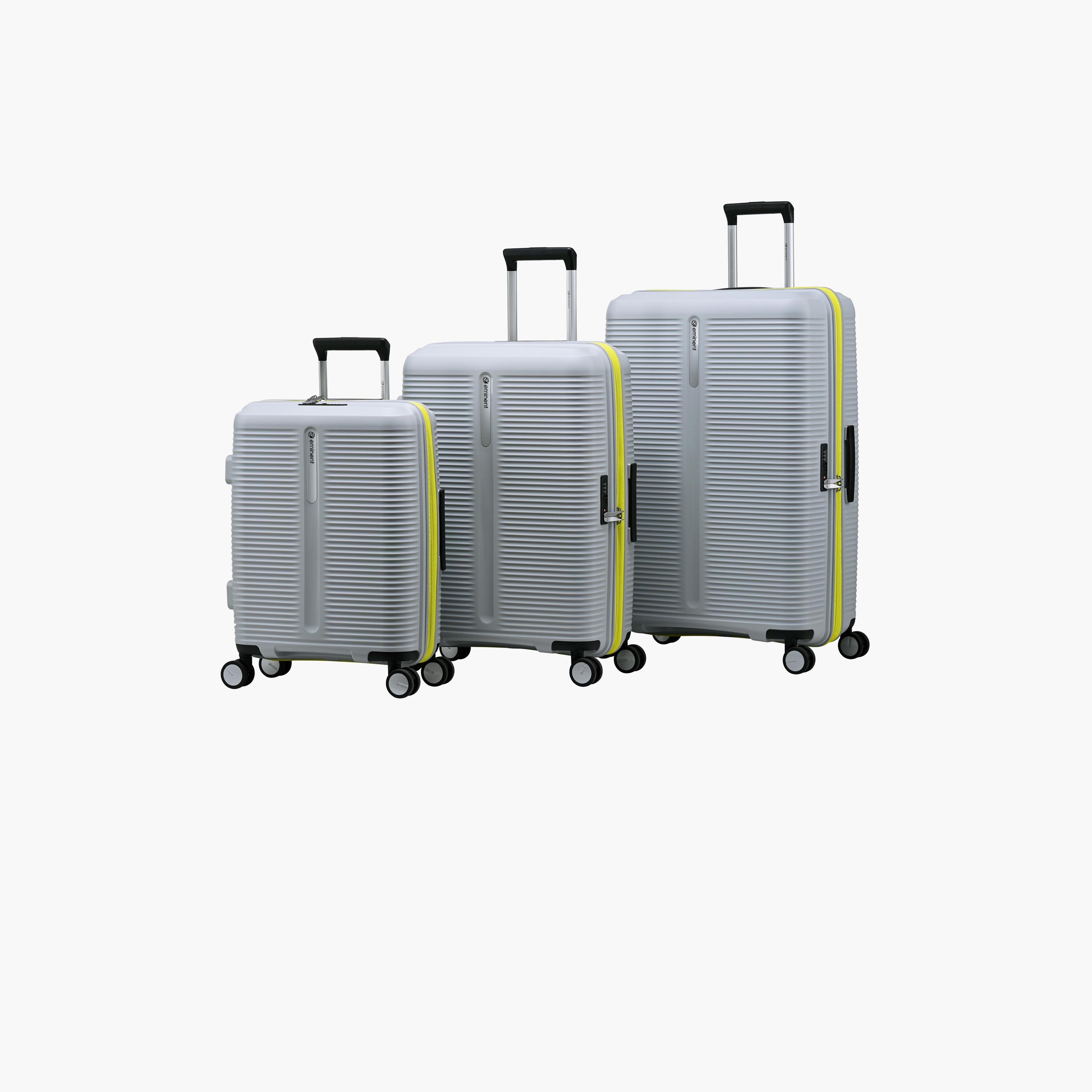 Eminent Set of 3 Polypropylene Hard-Sided 4-Wheeler Spinner Trolley Bag with TSA Lock-travel-luggagesandbags-luggage-image-1
