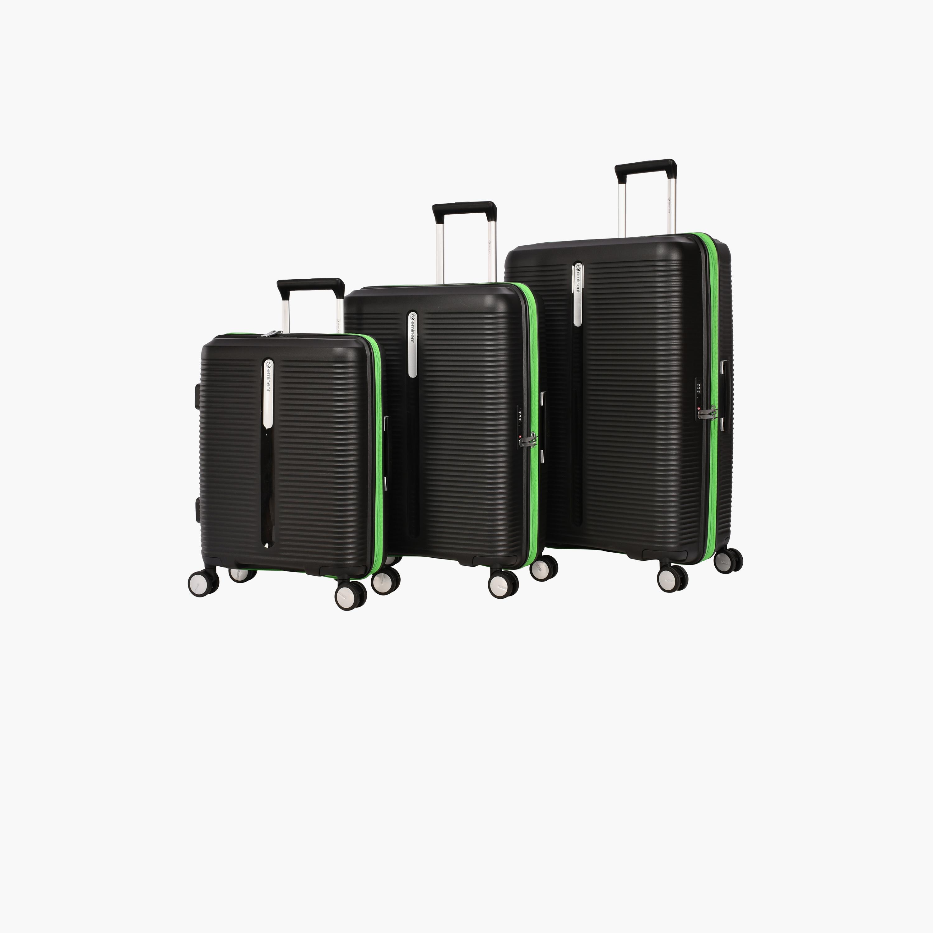 Eminent Set of 3 Polypropylene Hard-Sided 4-Wheeler Spinner Trolley Bag with TSA Lock-travel-luggagesandbags-luggage-image-1