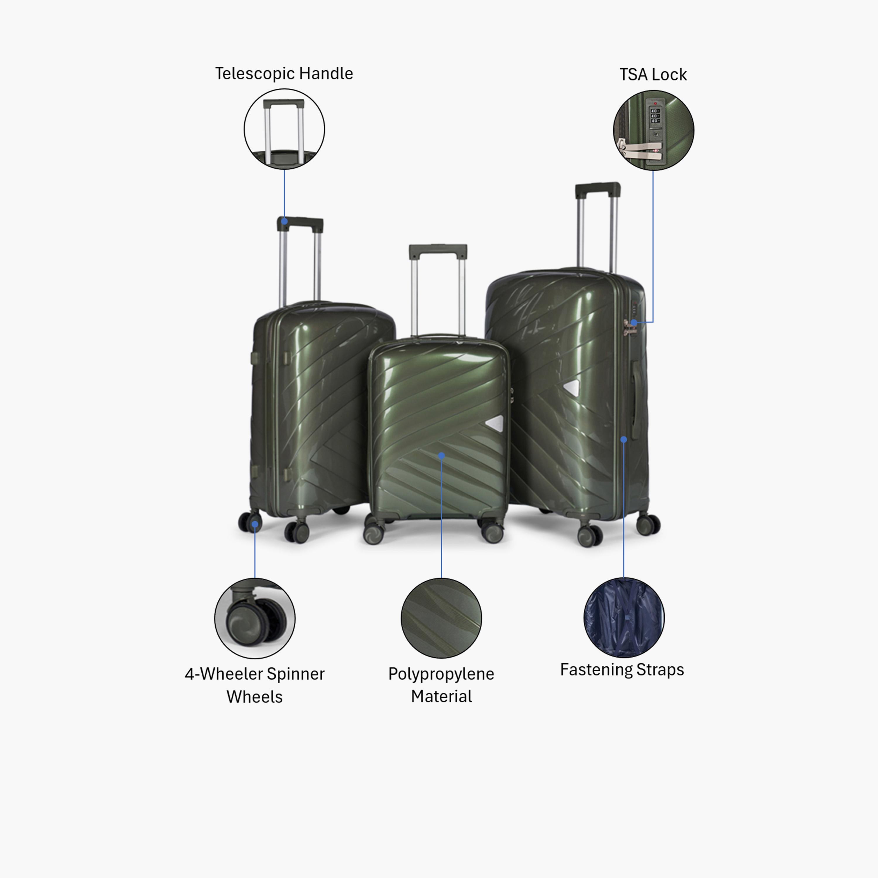Limra Set of 3 Polypropylene Hard-Sided 4-Wheeler Spinner Trolley Bag with TSA Lock-travel-luggagesandbags-luggage-image-2