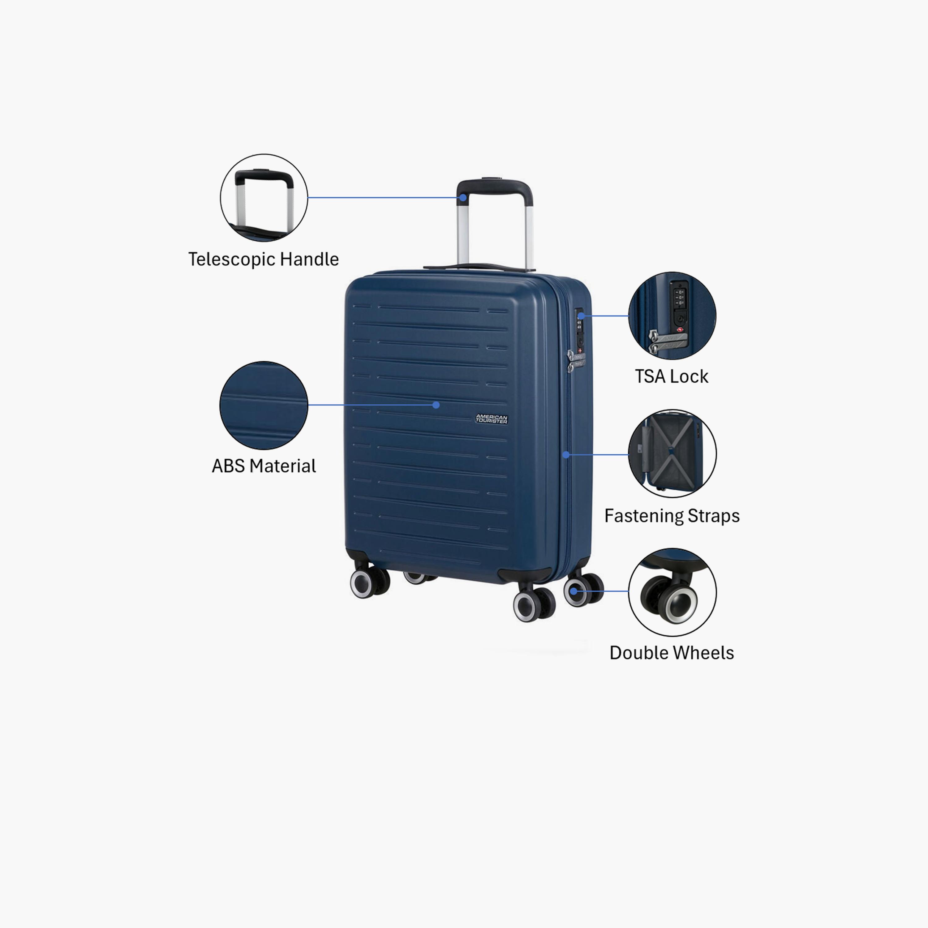 American Tourister Aerojoy 55 CM Small Cabin ABS Hard Sided 4-Wheeler Spinner Trolley Bag with TSA Lock-travel-luggagesandbags-luggage-image-3