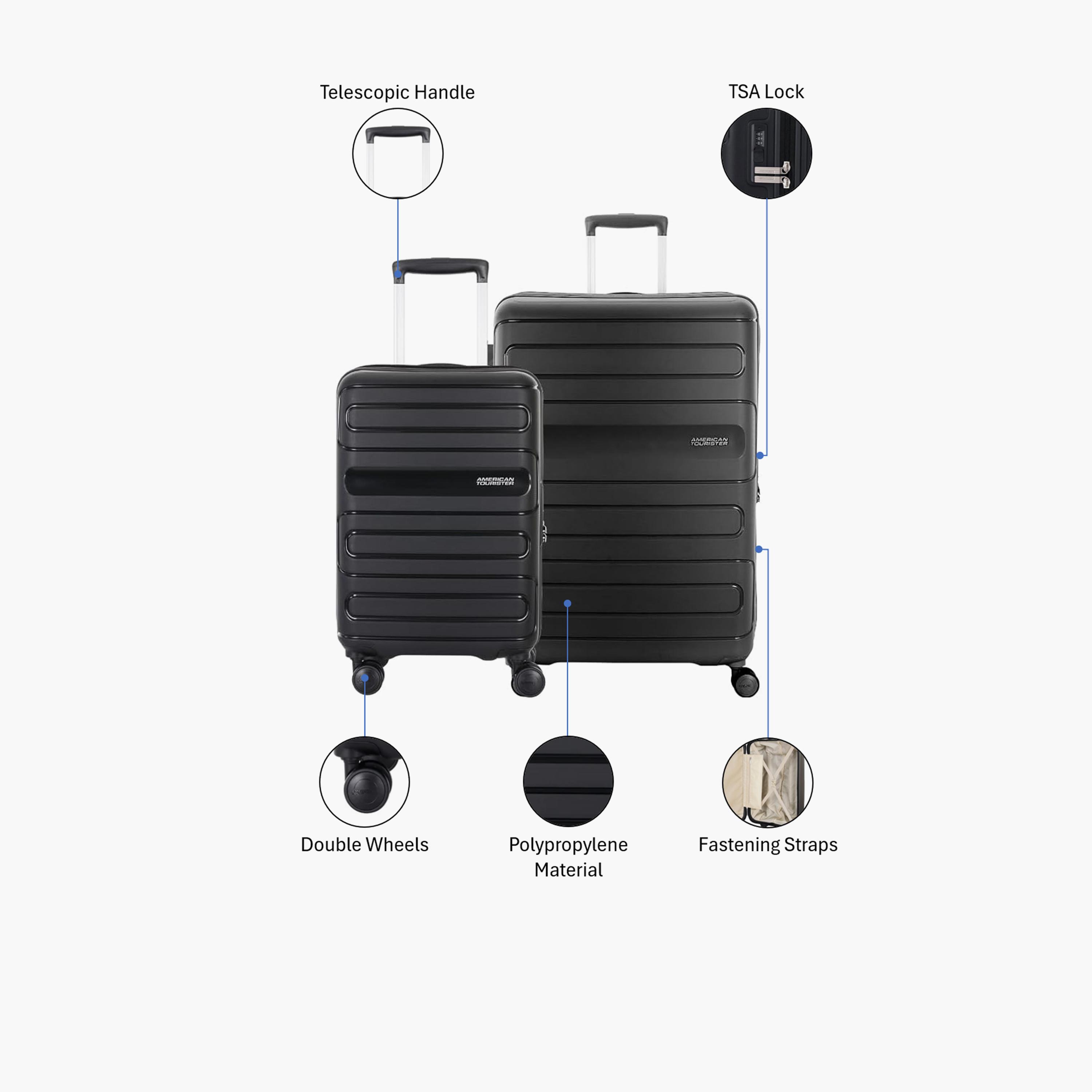 American Tourister Rinia Set of 2 Polypropylene Hard Sided 4-Wheeler Spinner Trolley Bags with 3-Digit Combination Lock-travel-luggagesandbags-luggage-image-2