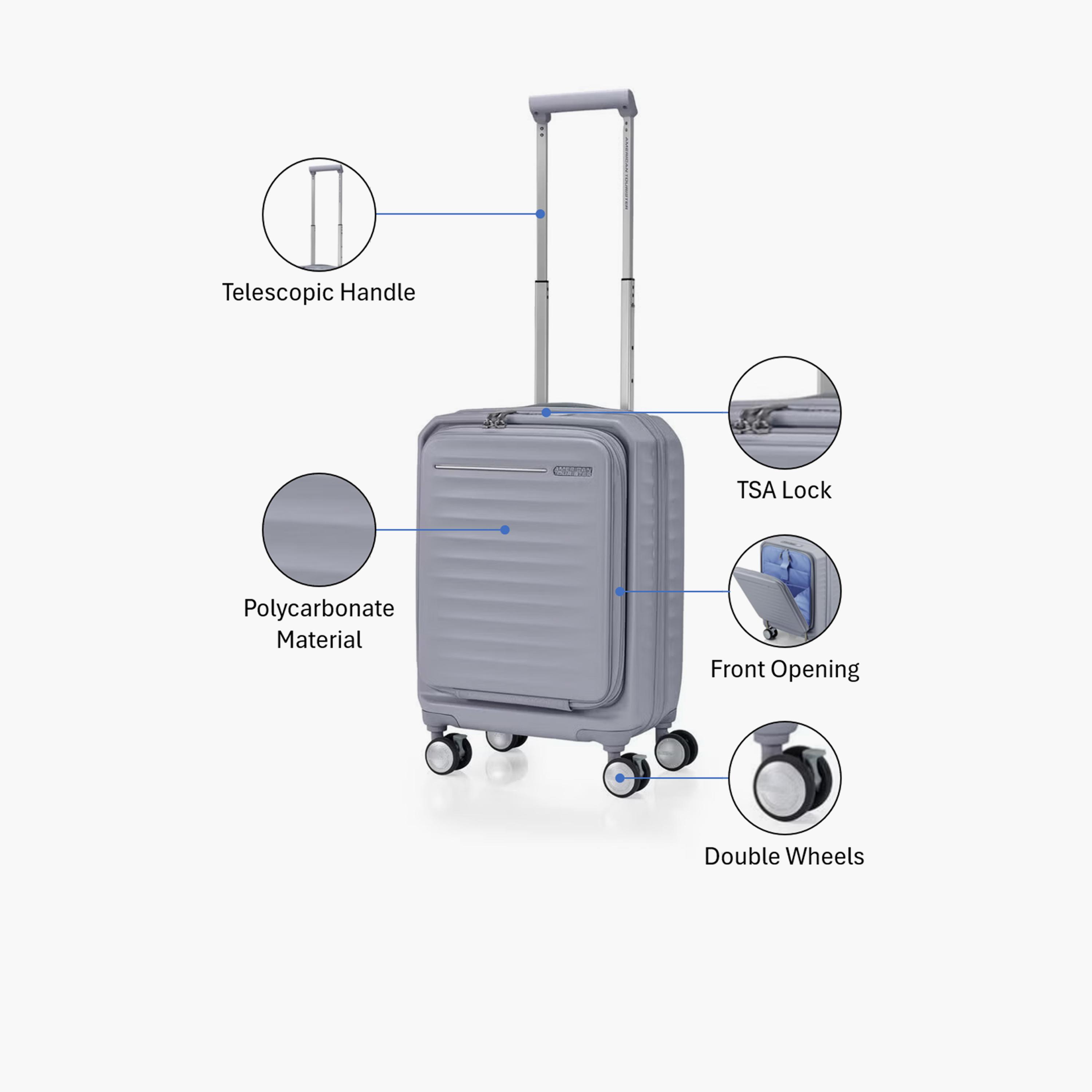 American Tourister Frontec 54 CM Small Cabin Polypropylene Hard Sided 4-Wheeler Spinner Trolley Bag with TSA Lock-travel-luggagesandbags-luggage-image-3