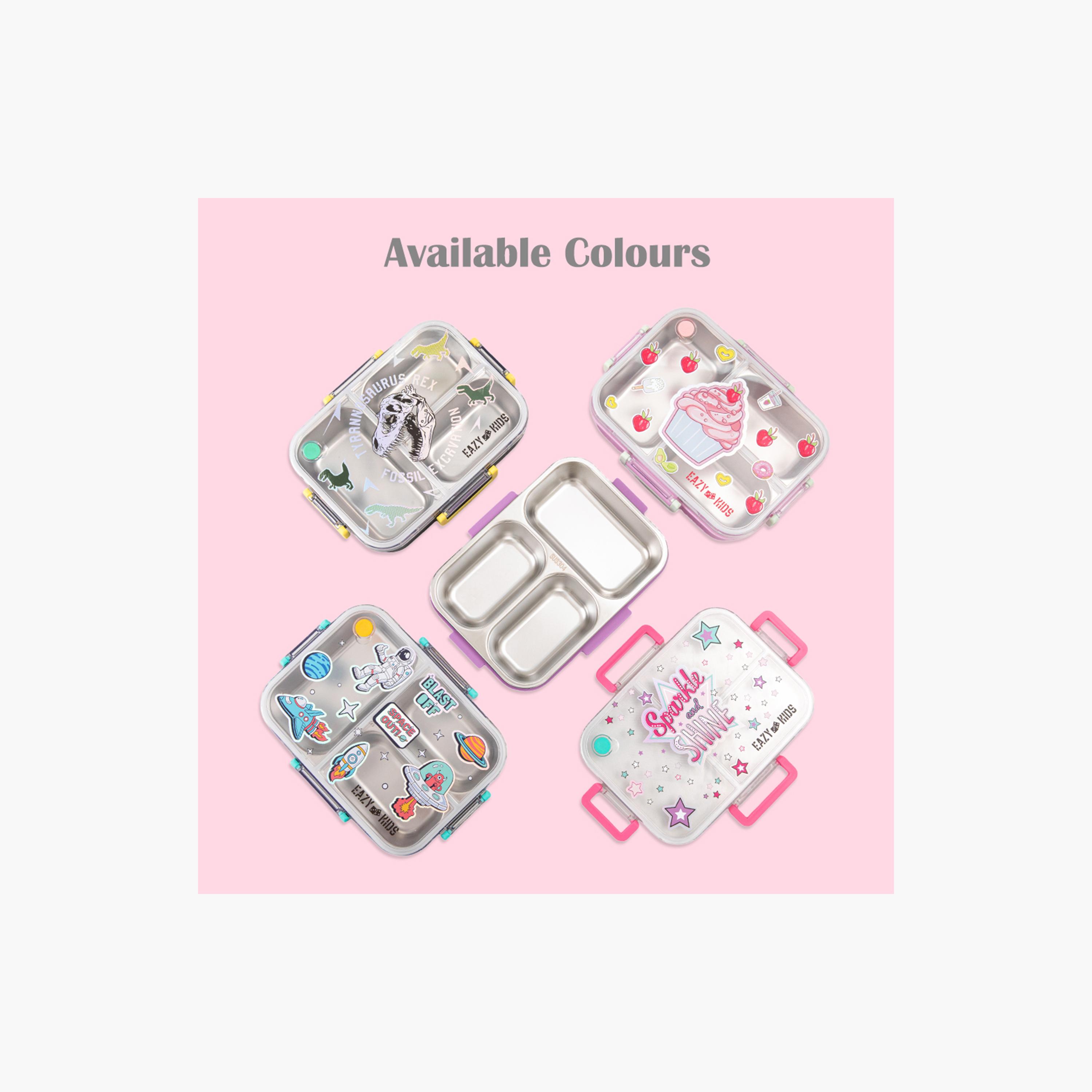 Eazy Kids 3 Compartment Stainless Steel Bento Lunch Box - Sparkle Girl - 800 ml - Purple-school-lunchessentials-lunchboxes-image-10