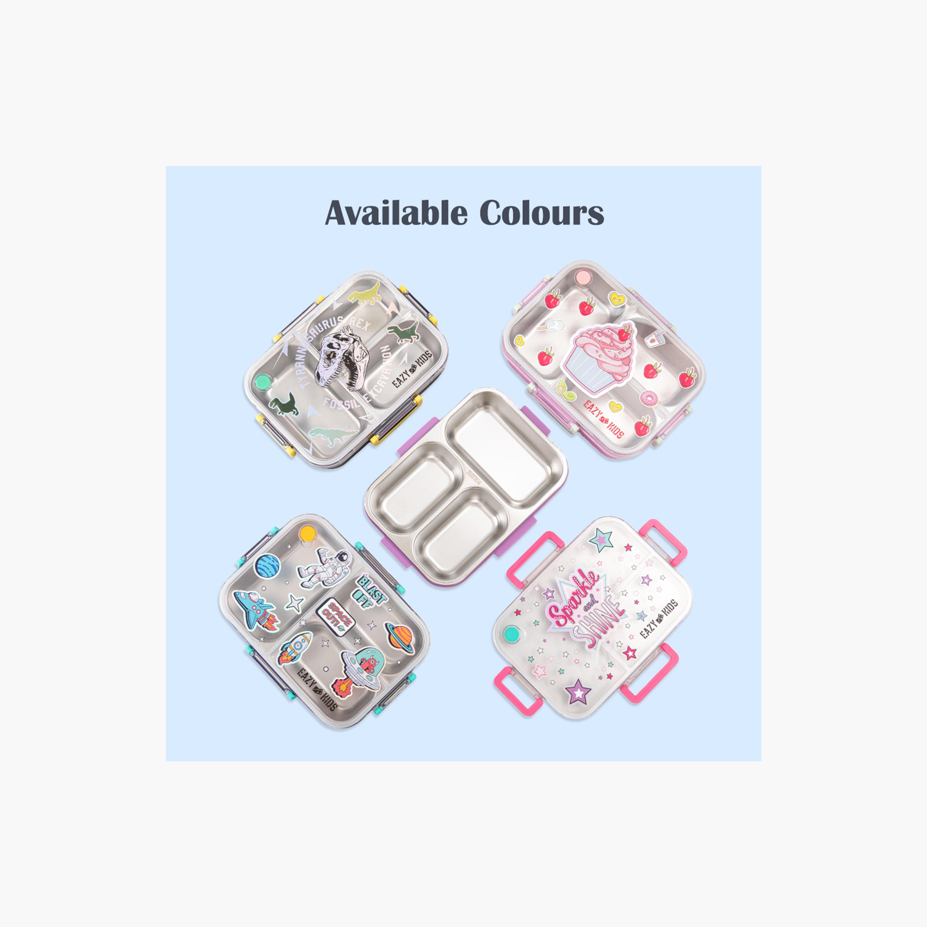Eazy Kids 3 Compartment Stainless Steel Bento Lunch Box - Space Out - 800 ml - Blue-school-lunchessentials-lunchboxes-image-9