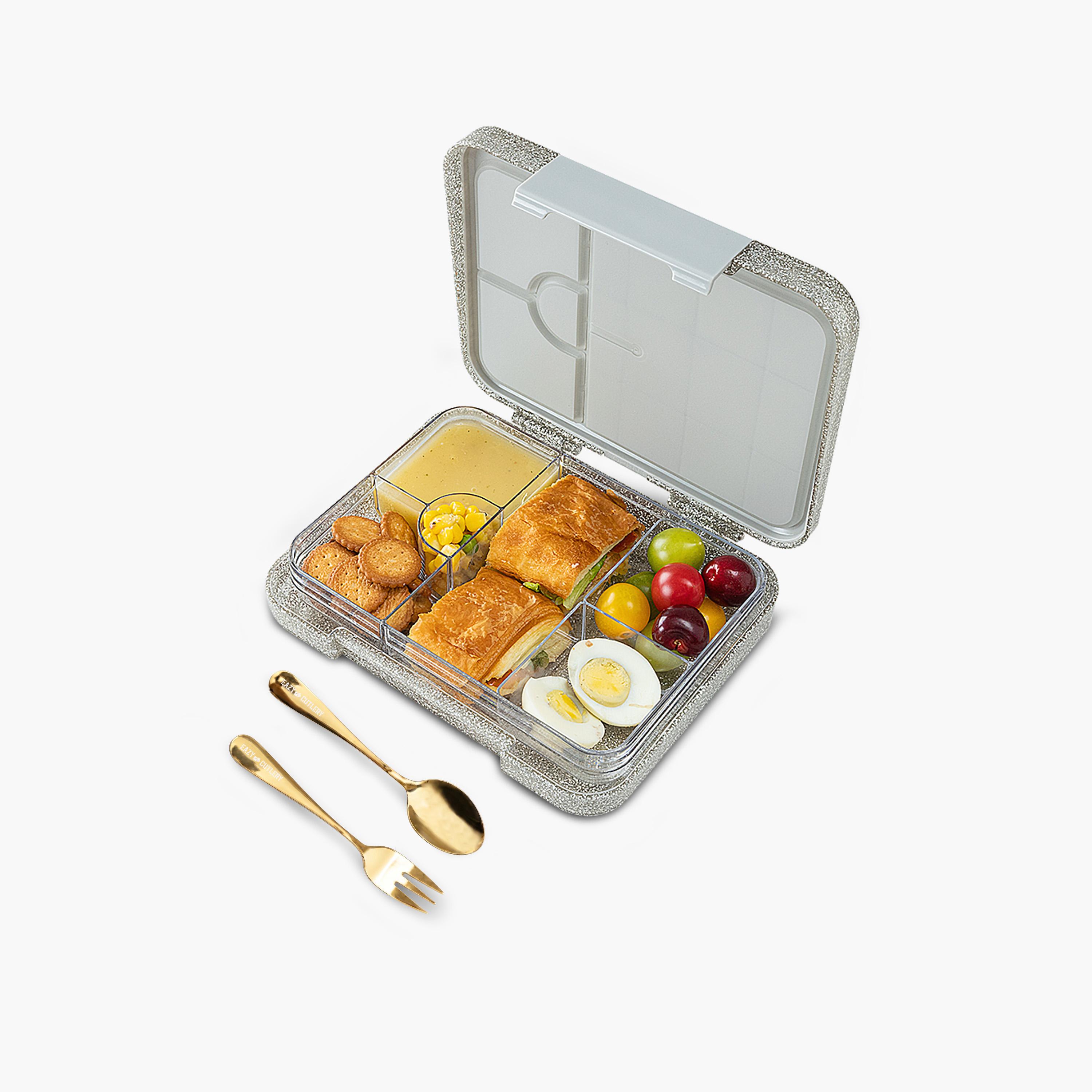 صندوق غداء بينتو 2 في 1 قابل للتحويل وخالي من مادة BPA بلون عاجي براق من إيزي كيدز-school-lunchessentials-lunchboxes-image-9