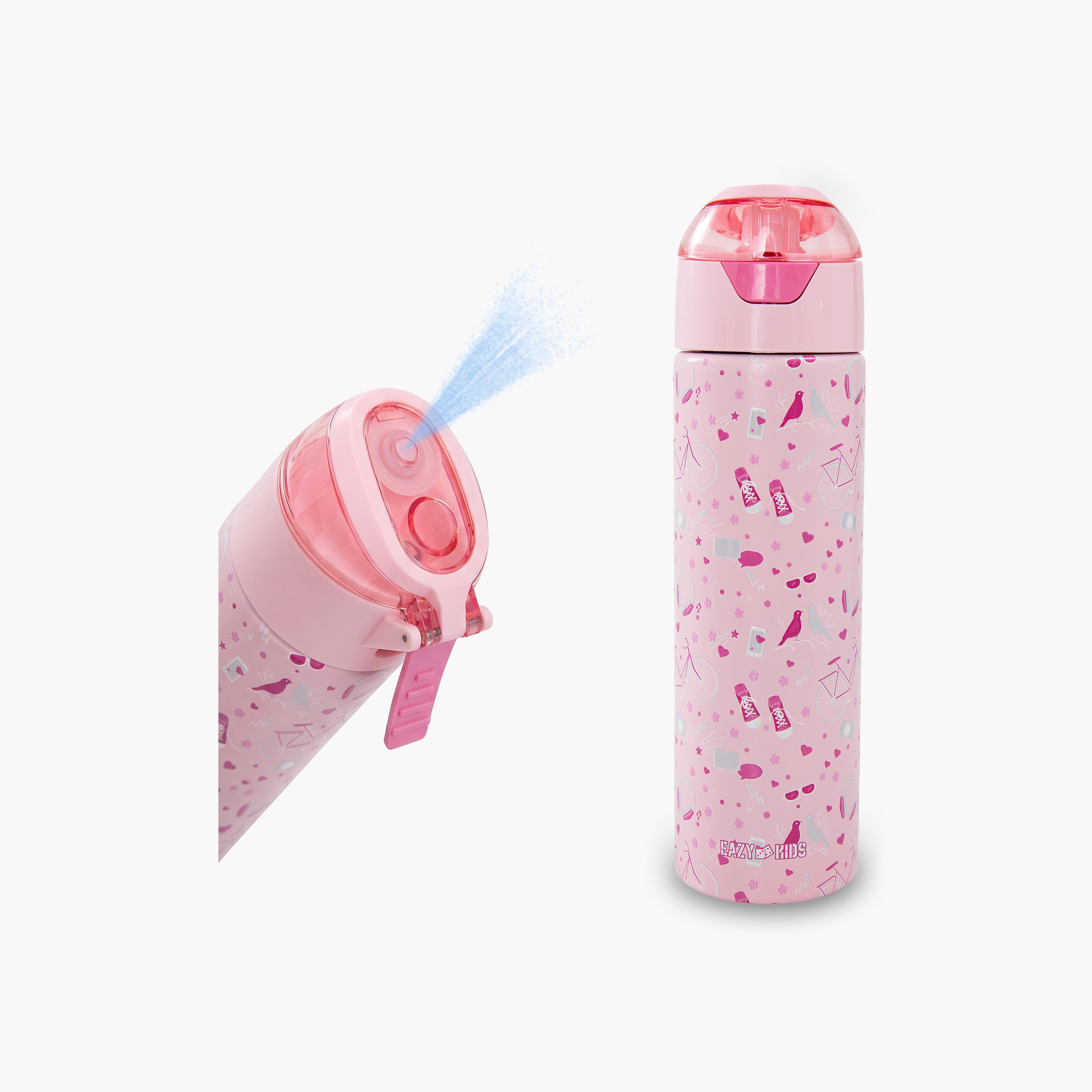 Eazy Kids Insulated Stainless Steel Water Bottle with Spray- 640 ml - Pink-school-waterbottles-image-1