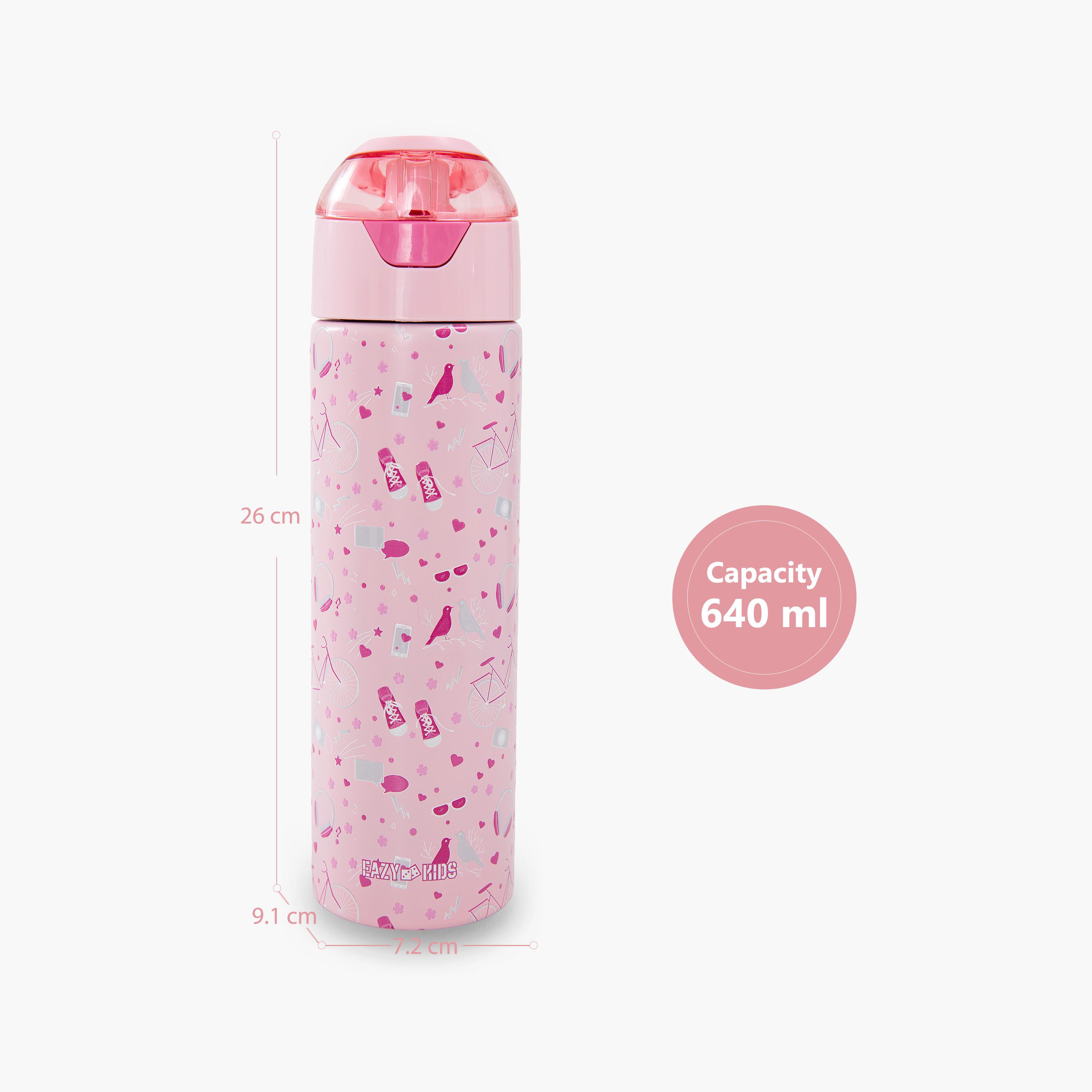Eazy Kids Insulated Stainless Steel Water Bottle with Spray- 640 ml - Pink-school-waterbottles-image-4