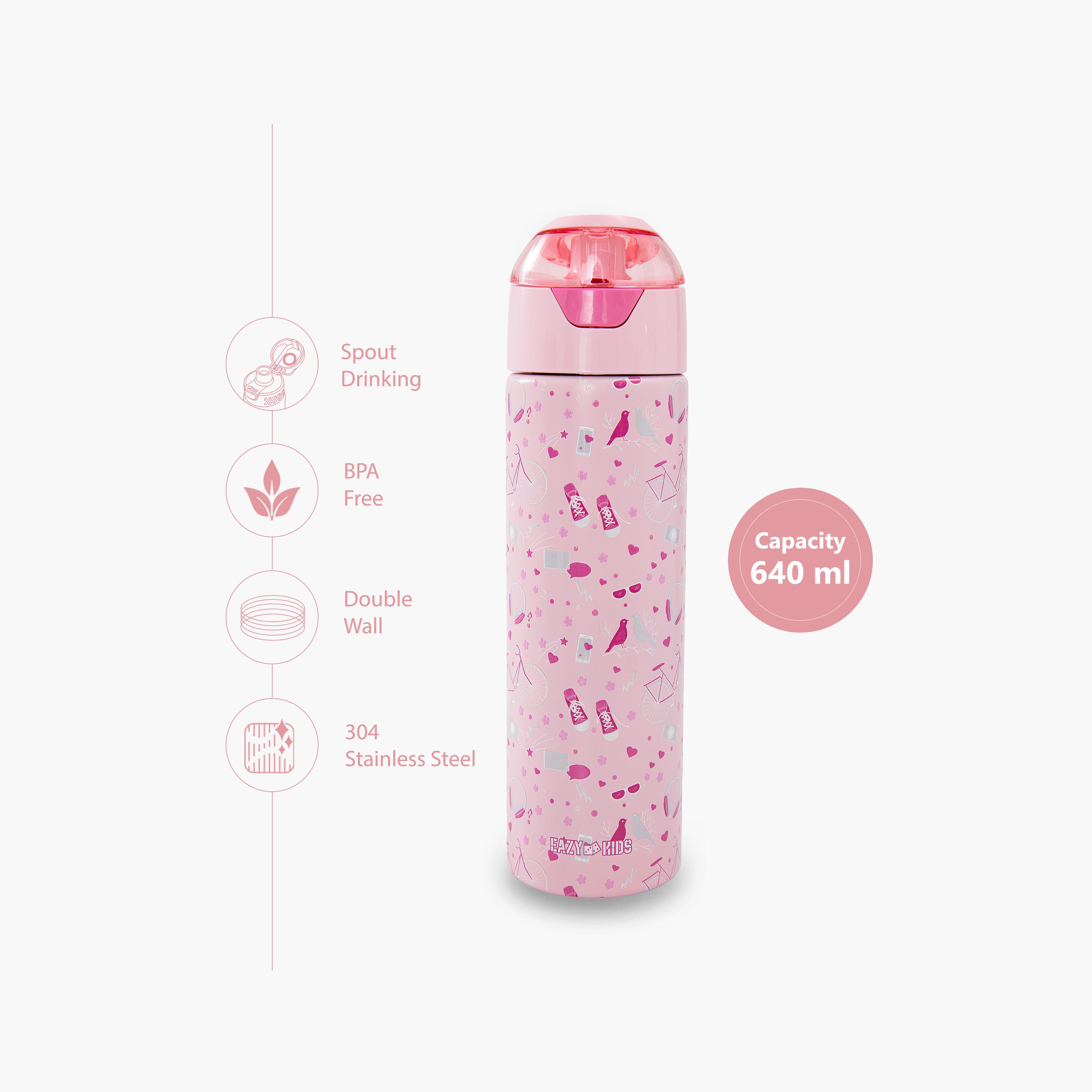 Eazy Kids Insulated Stainless Steel Water Bottle with Spray- 640 ml - Pink-school-waterbottles-image-5