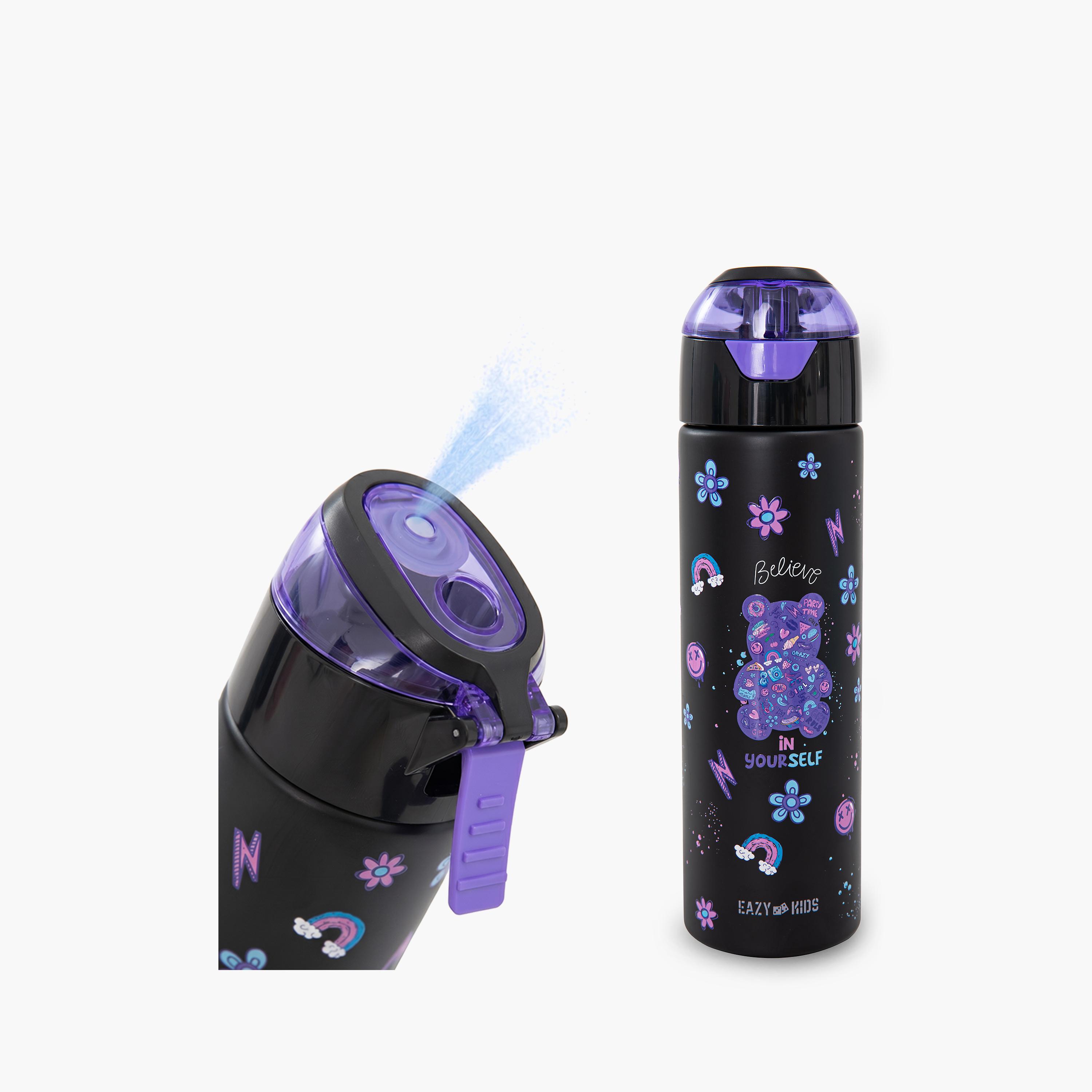 Eazy Kids Insulated Stainless Steel Water Bottle with Spray- 640 ml - Black-school-waterbottles-image-1