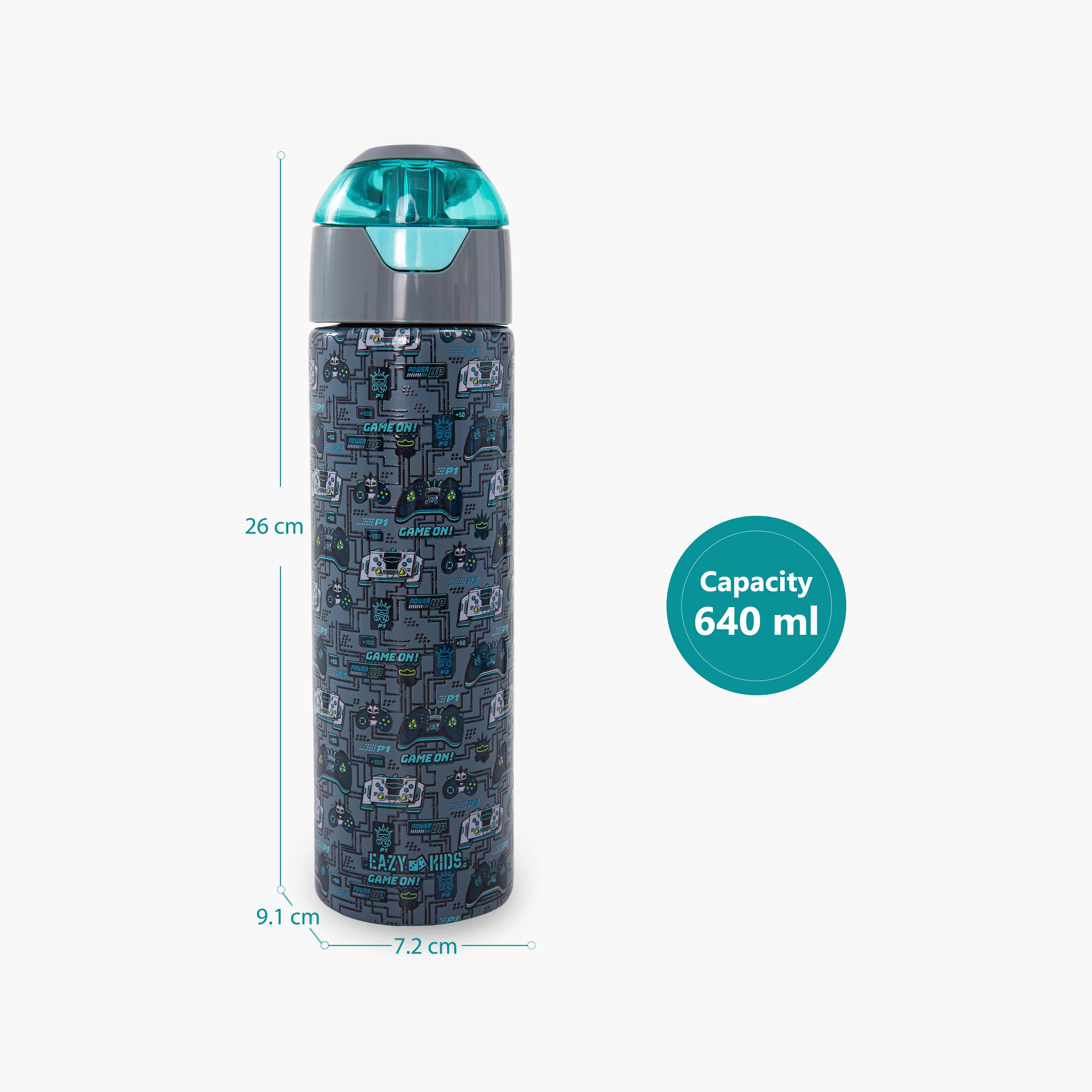 Eazy Kids Insulated Stainless Steel Water Bottle with Spray- 640 ml - Grey-school-waterbottles-image-4