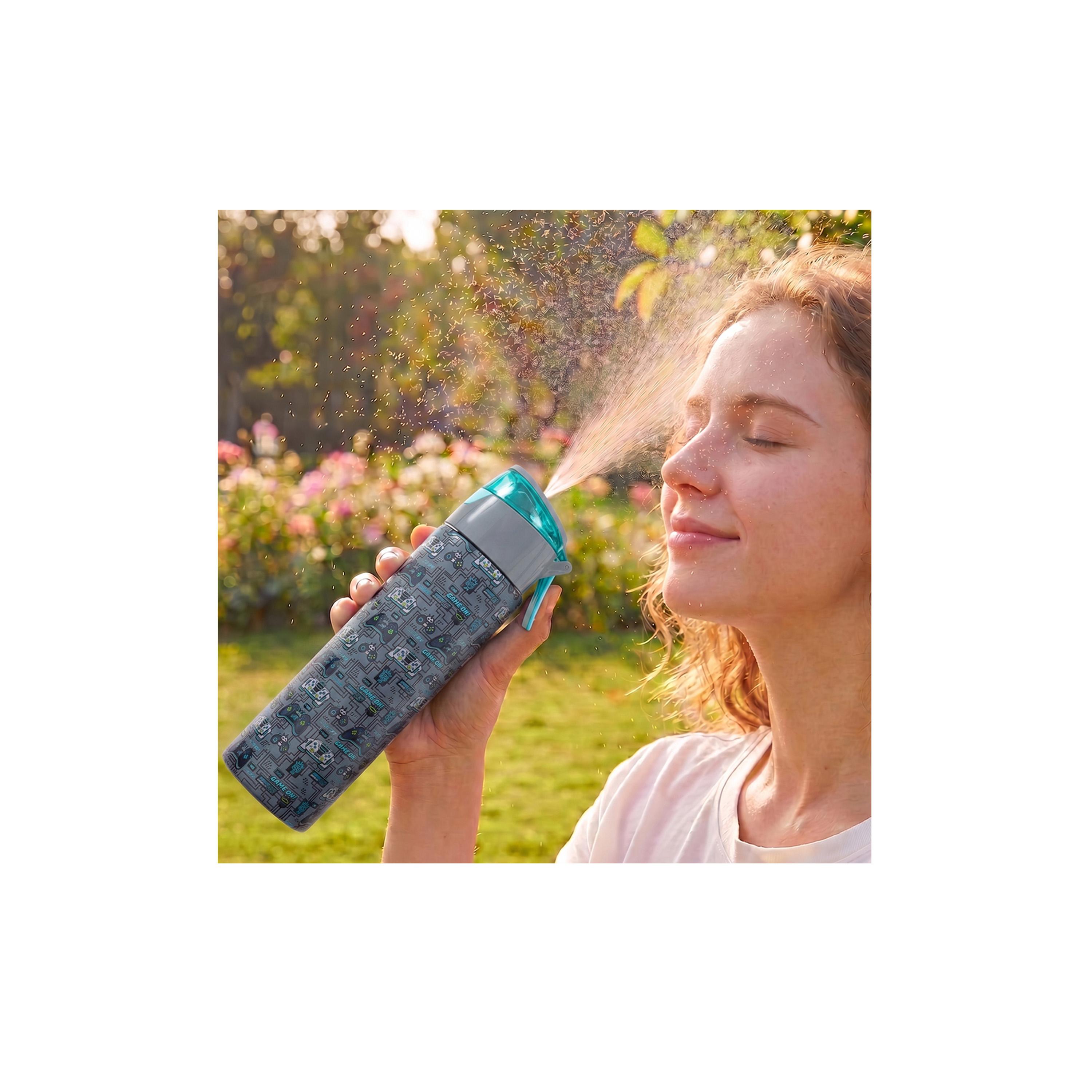 Eazy Kids Insulated Stainless Steel Water Bottle with Spray- 640 ml - Grey-school-waterbottles-image-5