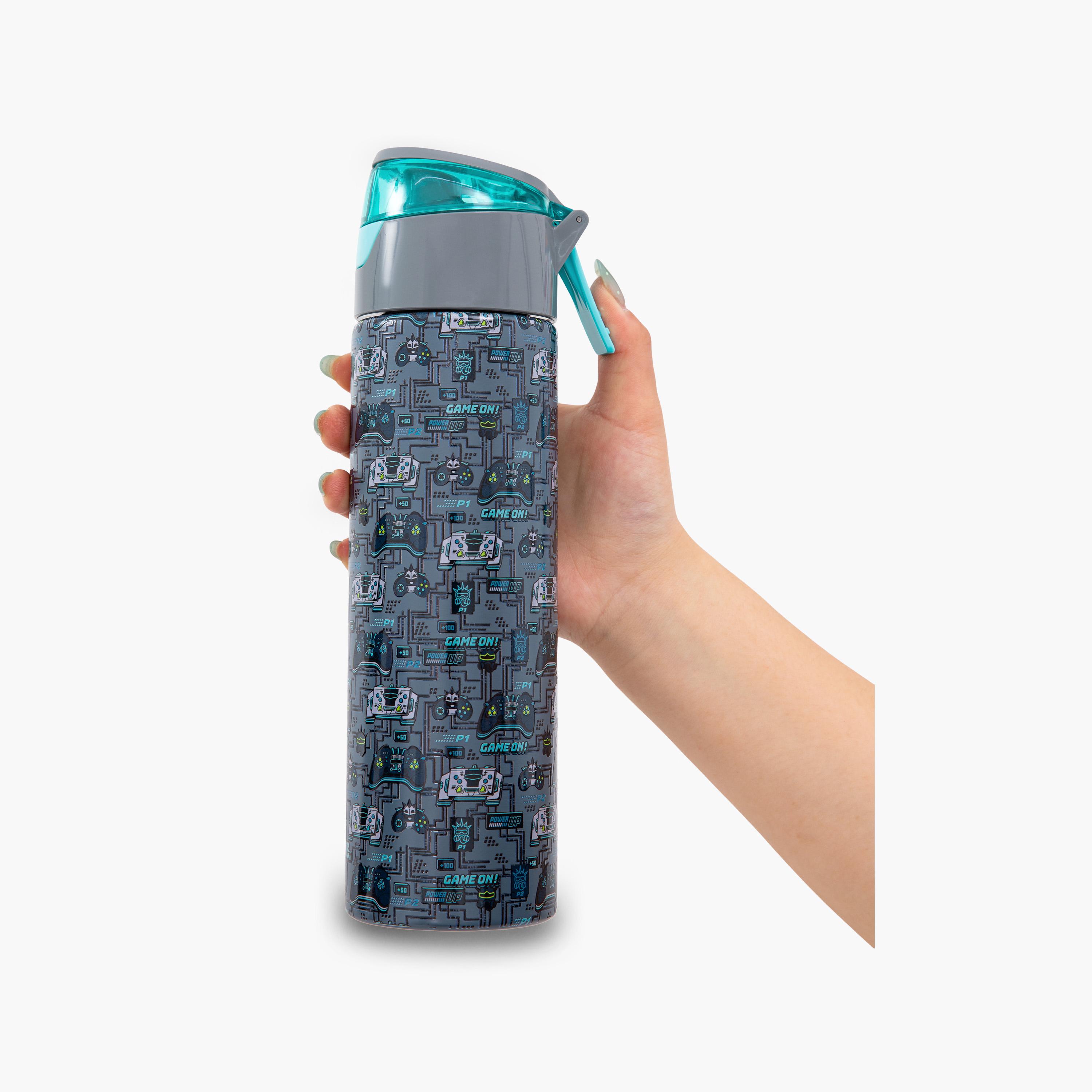 Eazy Kids Insulated Stainless Steel Water Bottle with Spray- 640 ml - Grey-school-waterbottles-image-7