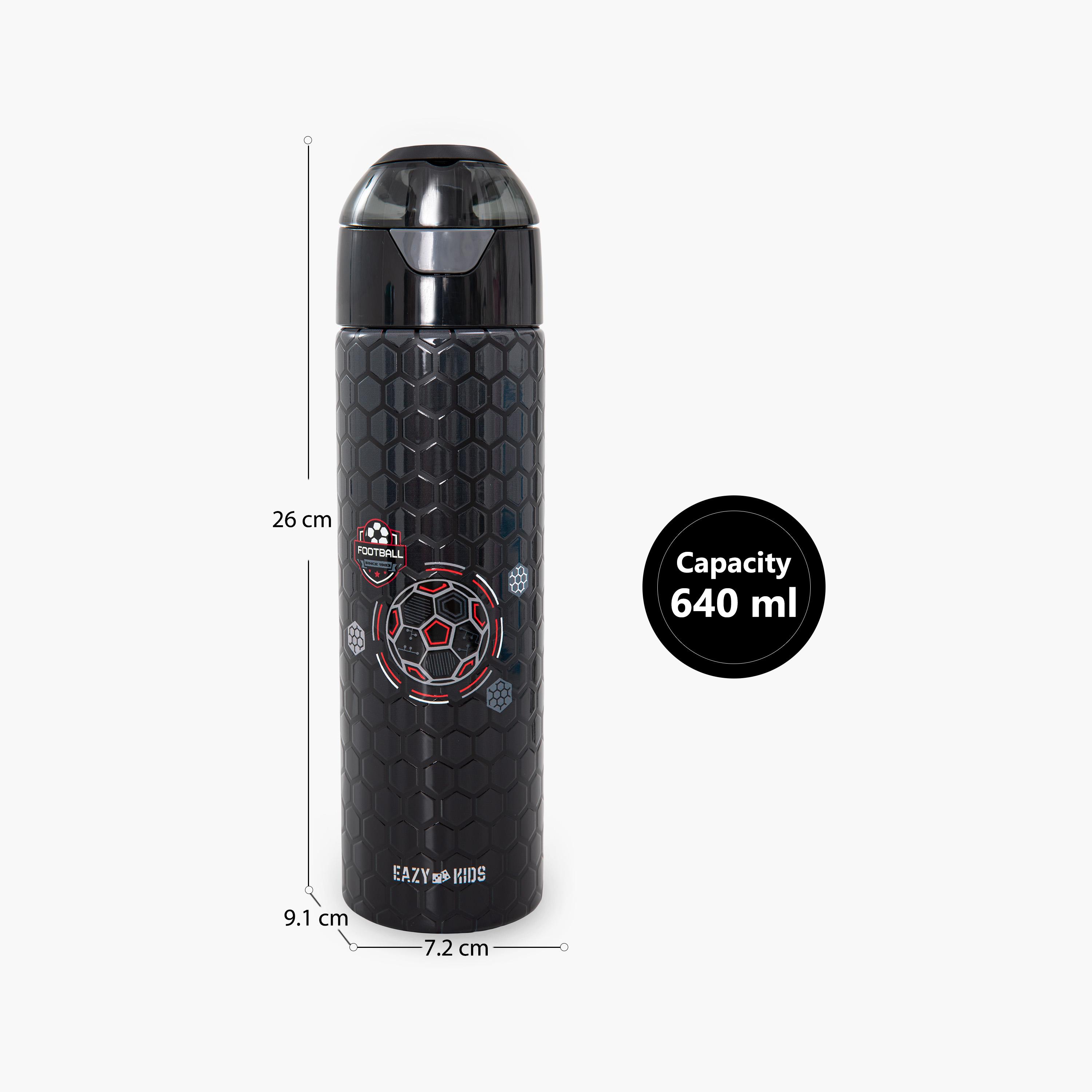عبوة ماء ستانلس ستيل معزولة مع بخاخ | 640 مل بلون أسود من إيزي كيدز-school-waterbottles-image-4