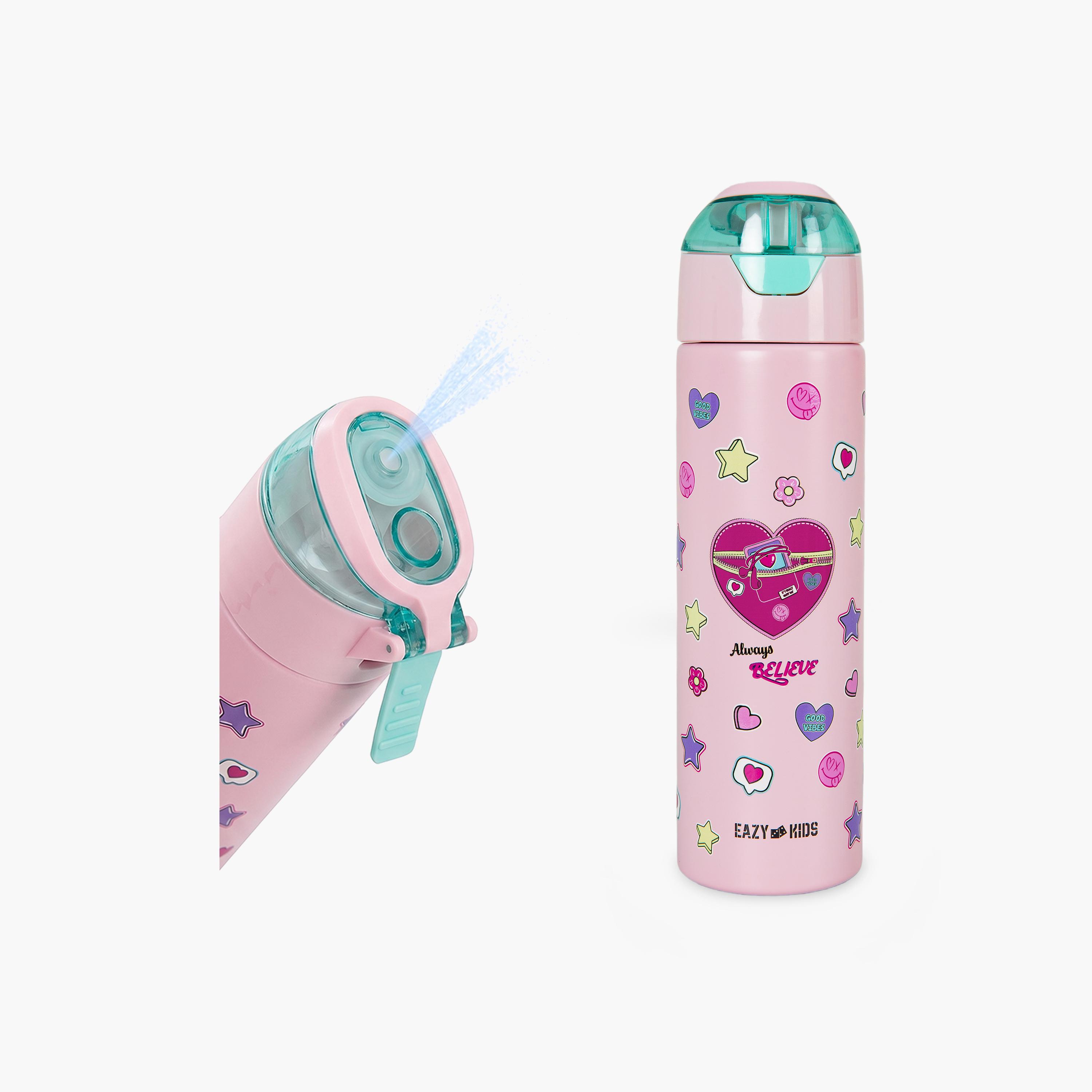 Eazy Kids Insulated Stainless Steel Water Bottle with Spray- 640 ml - Pink-school-waterbottles-image-1