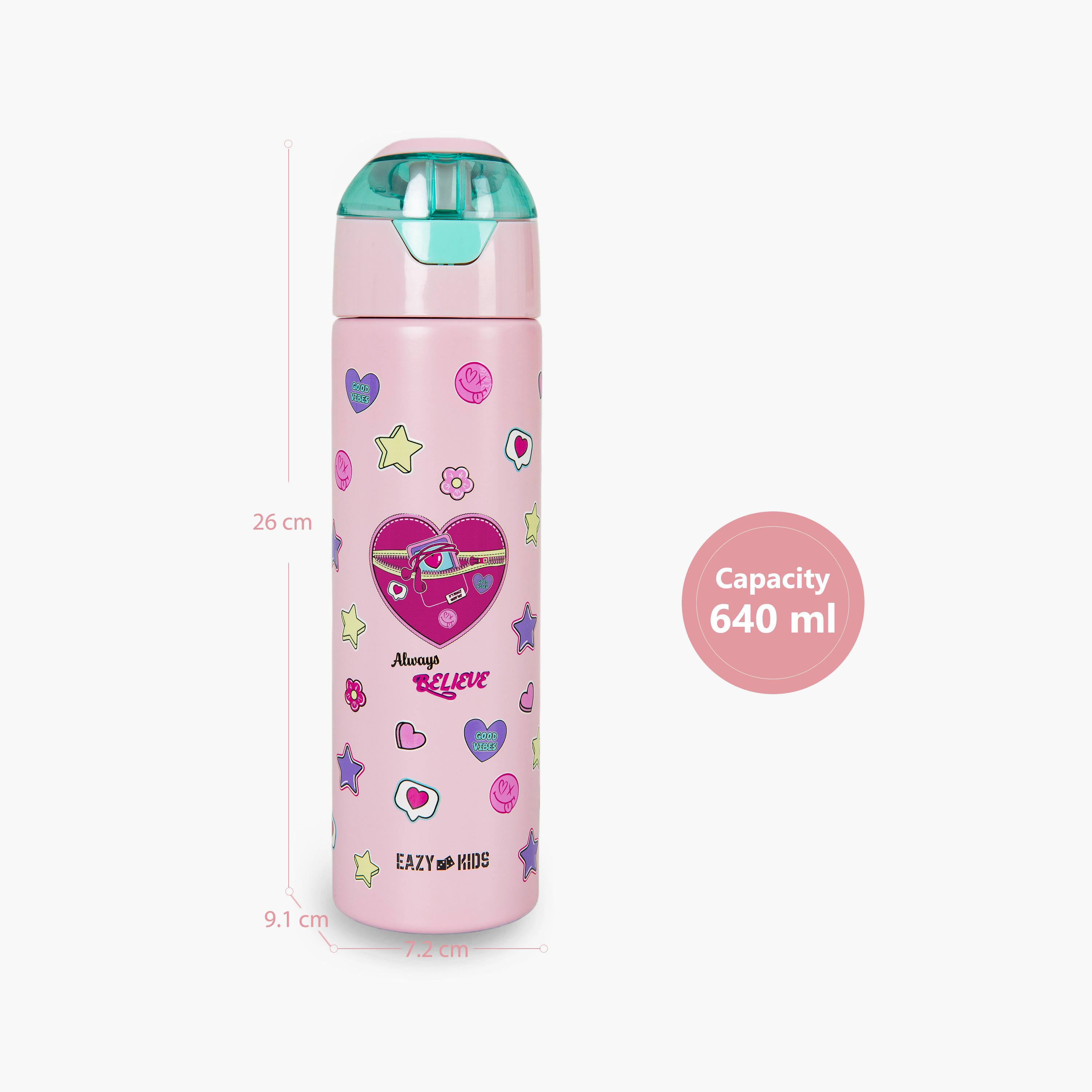 Eazy Kids Insulated Stainless Steel Water Bottle with Spray- 640 ml - Pink-school-waterbottles-image-3
