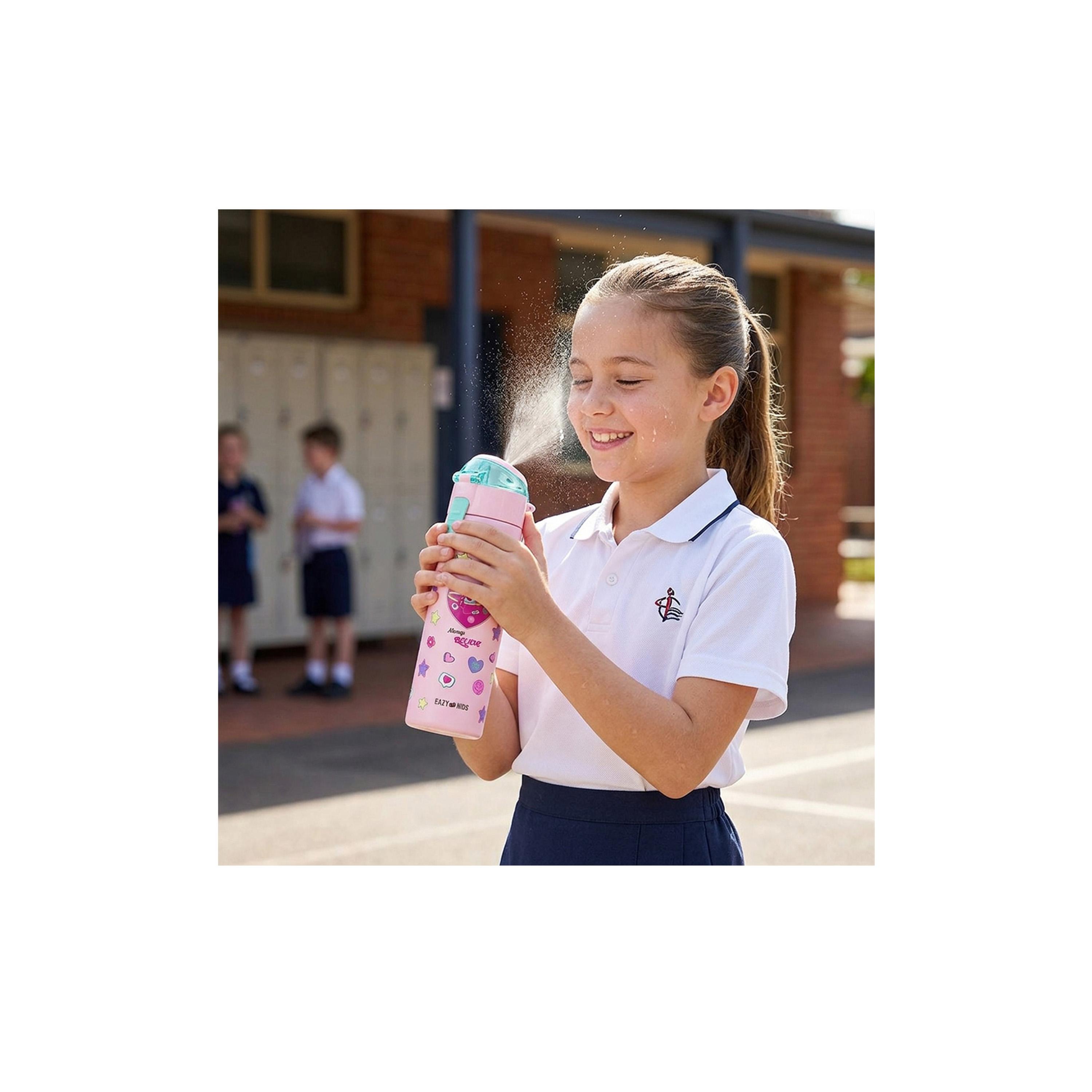 Eazy Kids Insulated Stainless Steel Water Bottle with Spray- 640 ml - Pink-school-waterbottles-image-4