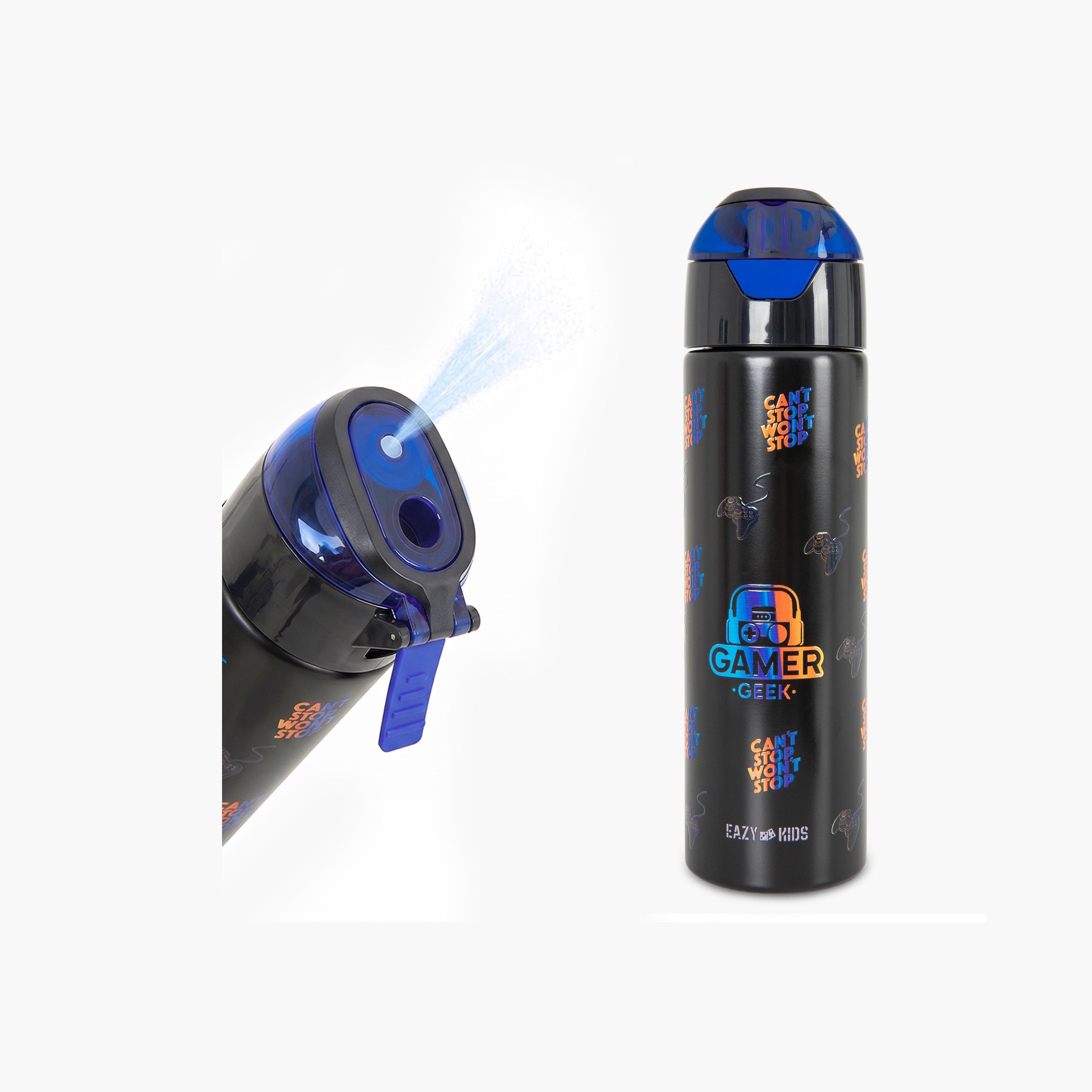 Eazy Kids Insulated Stainless Steel Water Bottle with Spray- 640 ml - Black-school-waterbottles-image-1