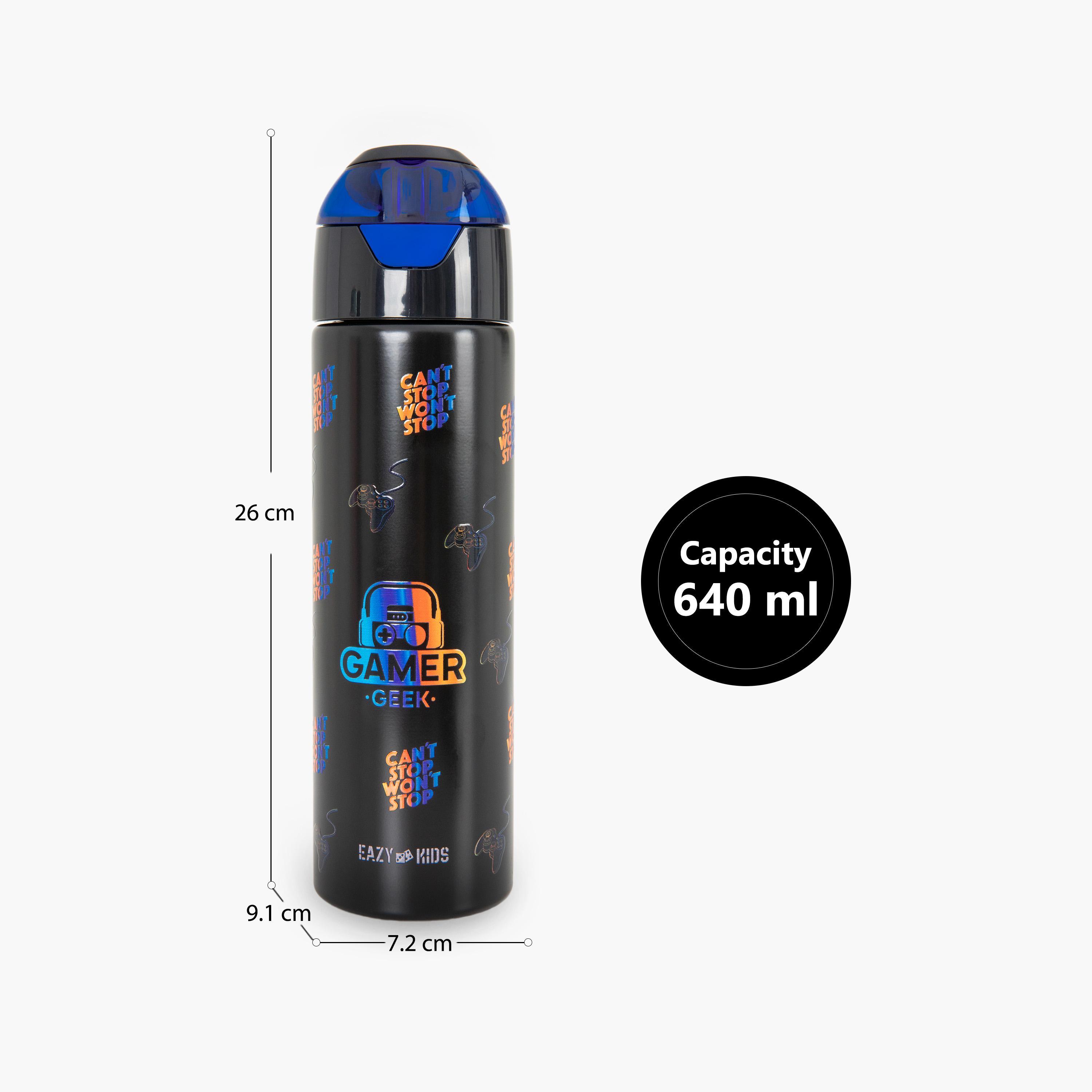 Eazy Kids Insulated Stainless Steel Water Bottle with Spray- 640 ml - Black-school-waterbottles-image-6