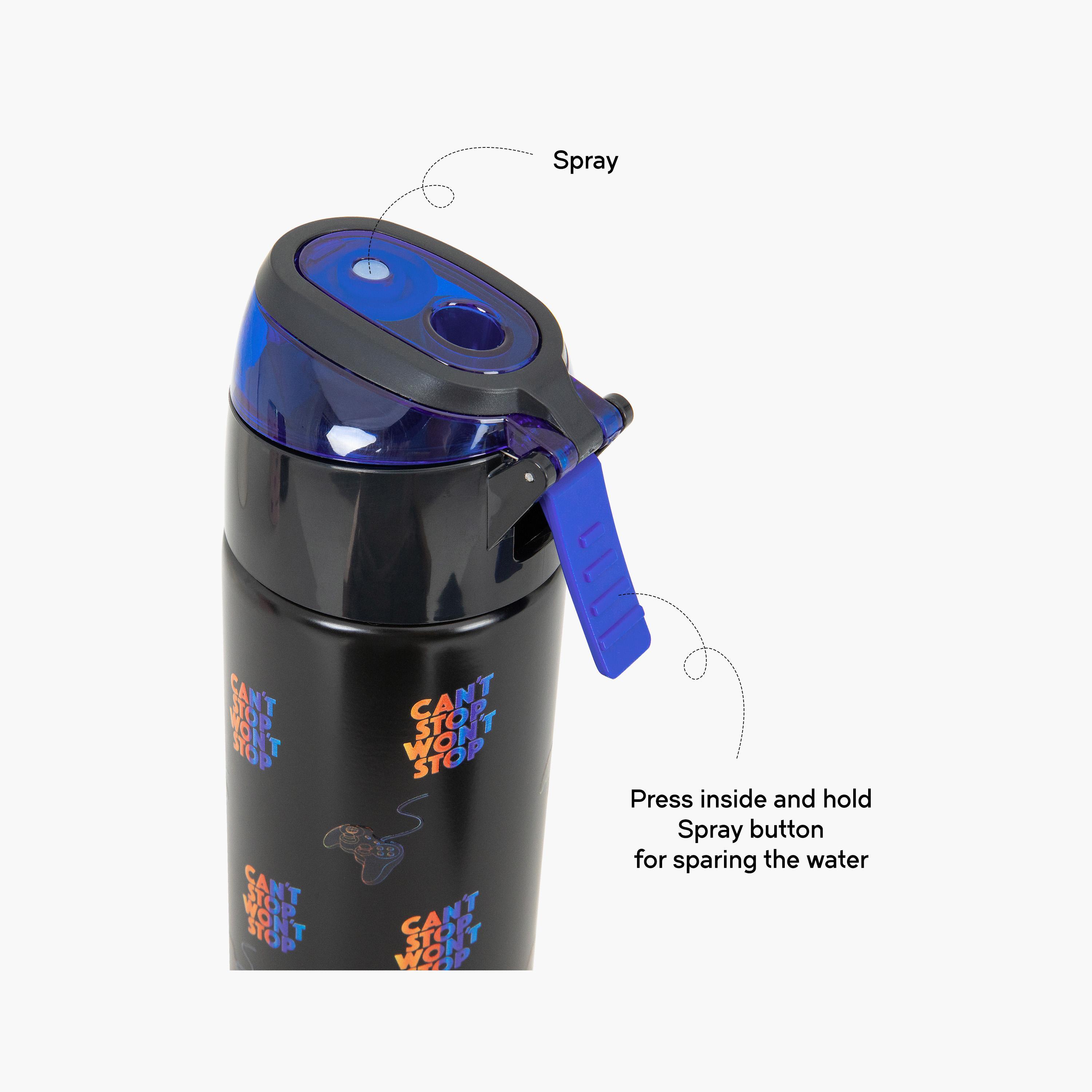 Eazy Kids Insulated Stainless Steel Water Bottle with Spray- 640 ml - Black-school-waterbottles-image-9