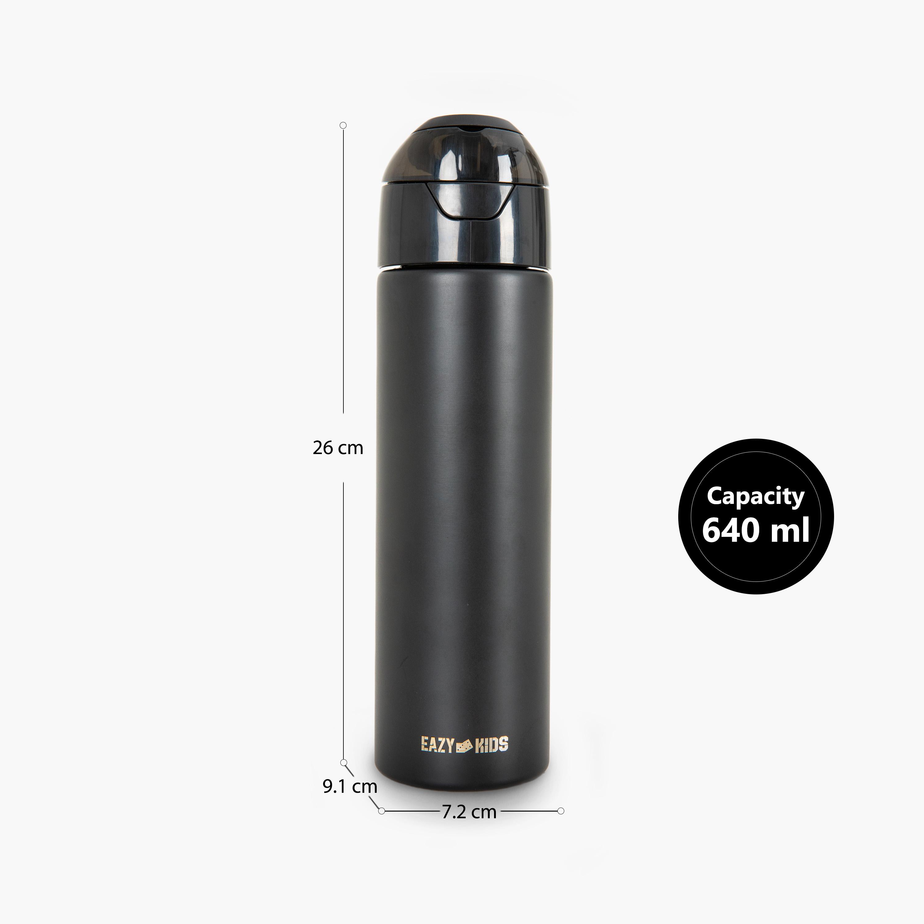 Eazy Kids Insulated Stainless Steel Water Bottle with Spray- 640 ml - Black-school-waterbottles-image-3